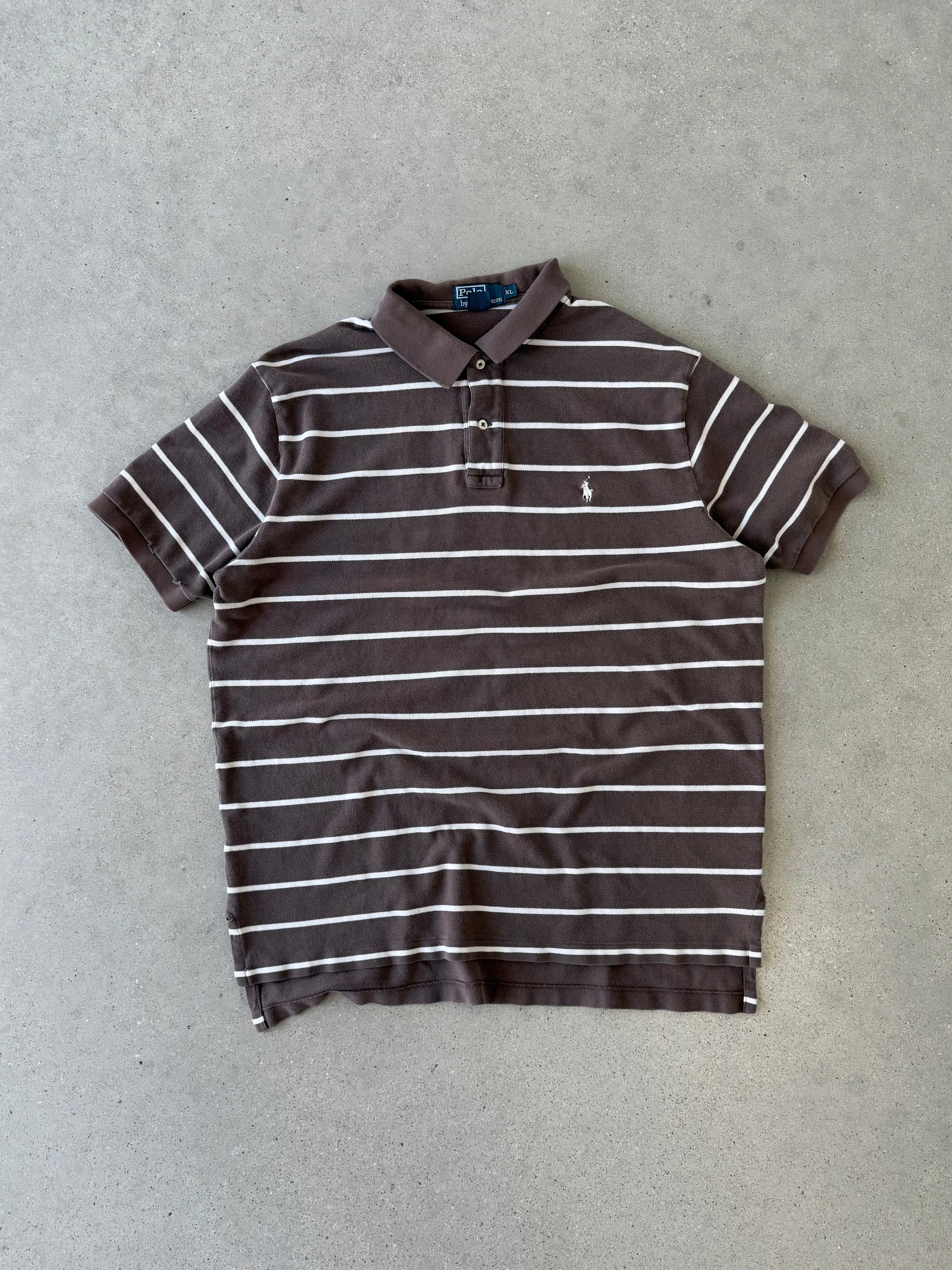 Vintage Polo Ralph Lauren Browns Striped Polo - XL
