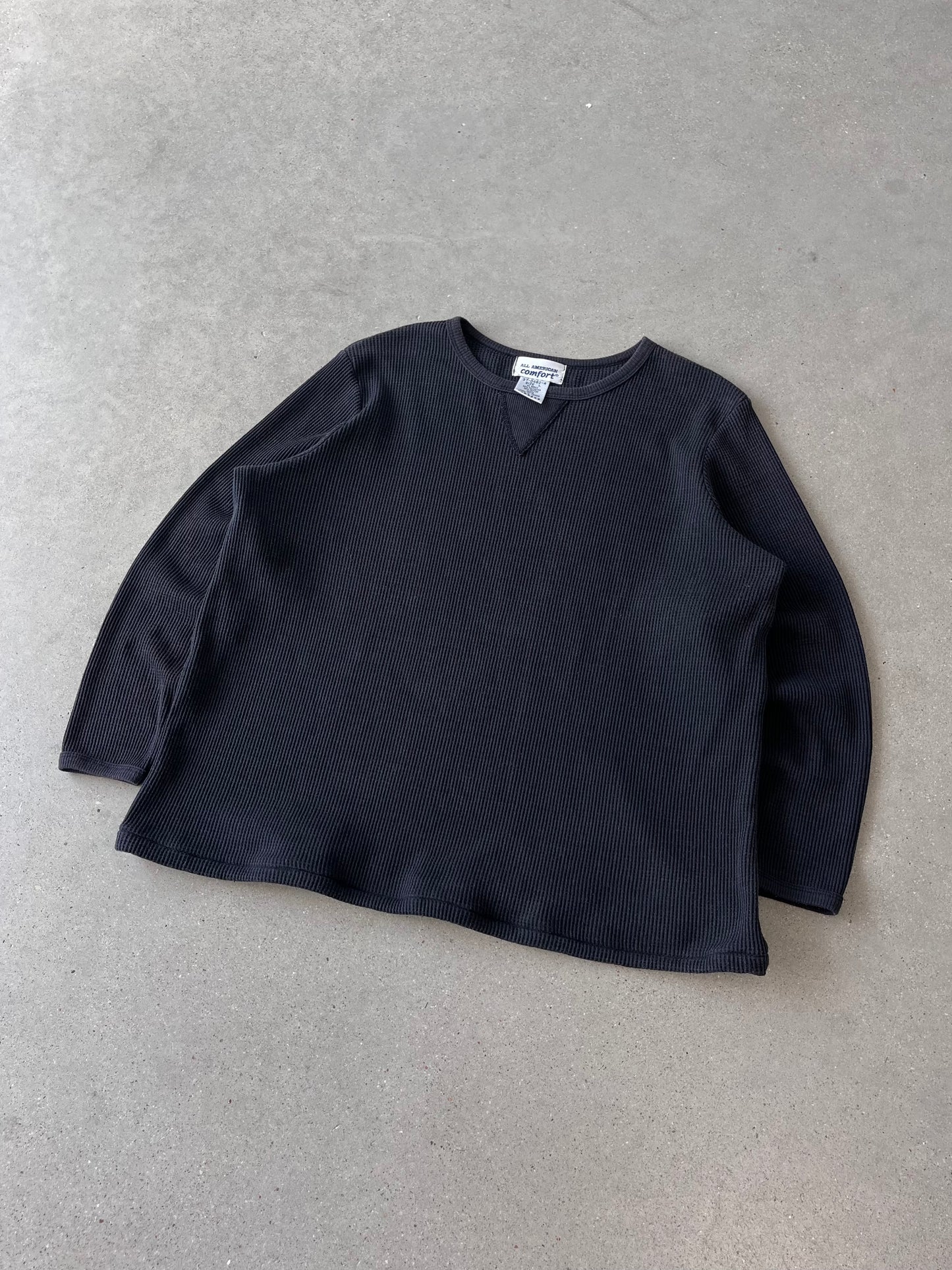 Vintage Black Thermal Long Sleeve - L