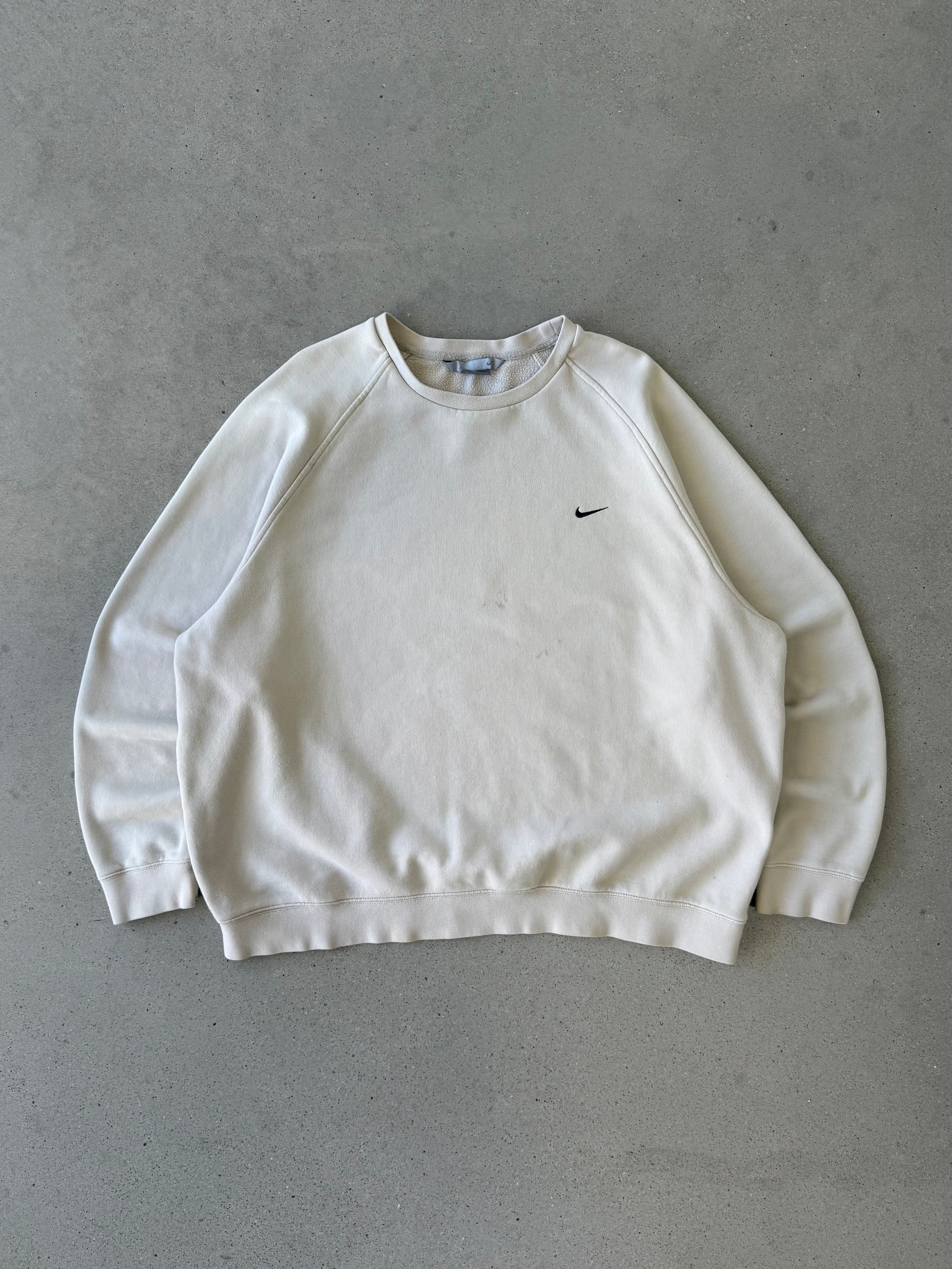 Vintage Nike Cream Mini Swoosh Crewneck - XXL
