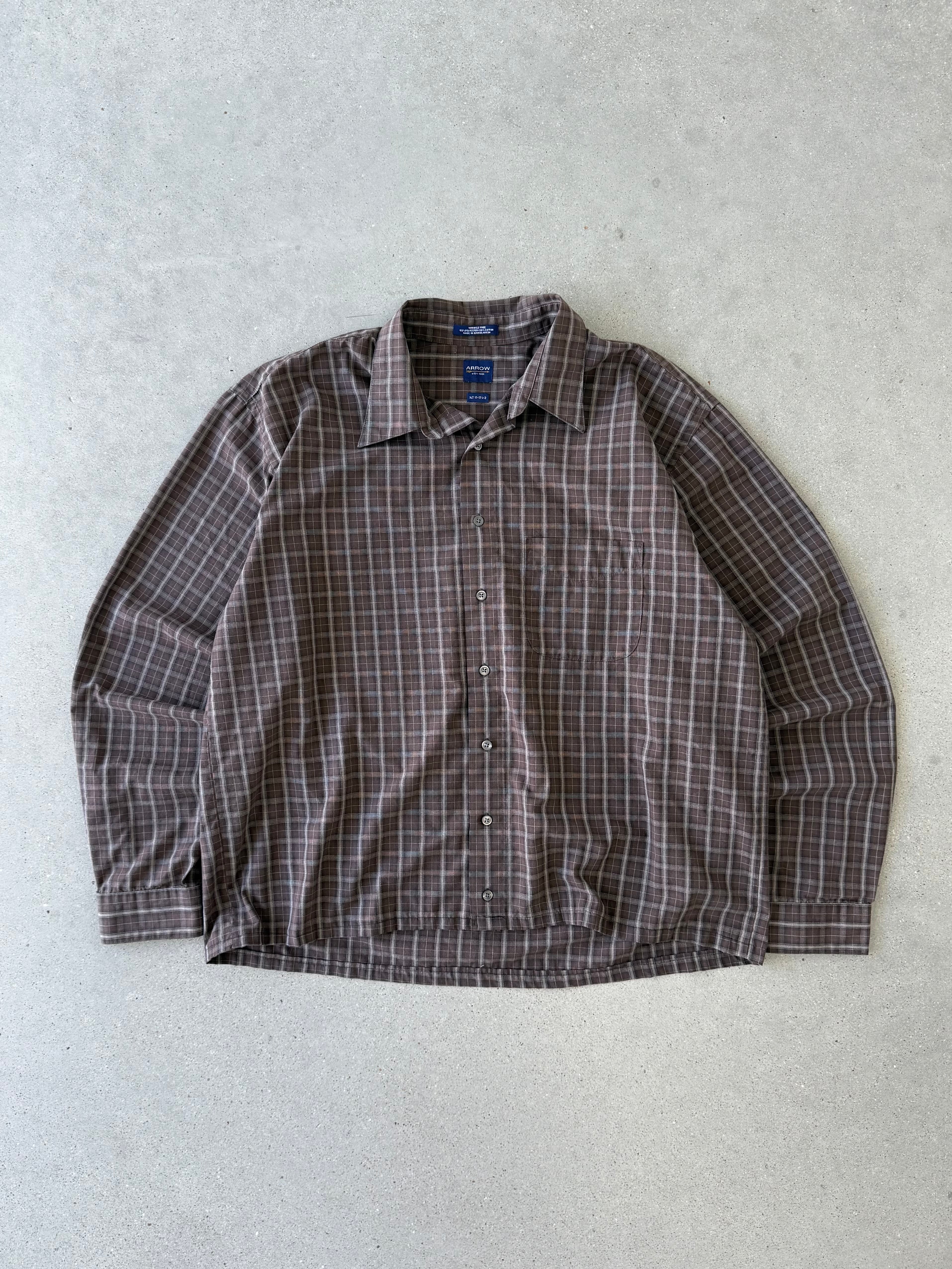 Vintage Arrow Brown Button-up Long Sleeve - XL