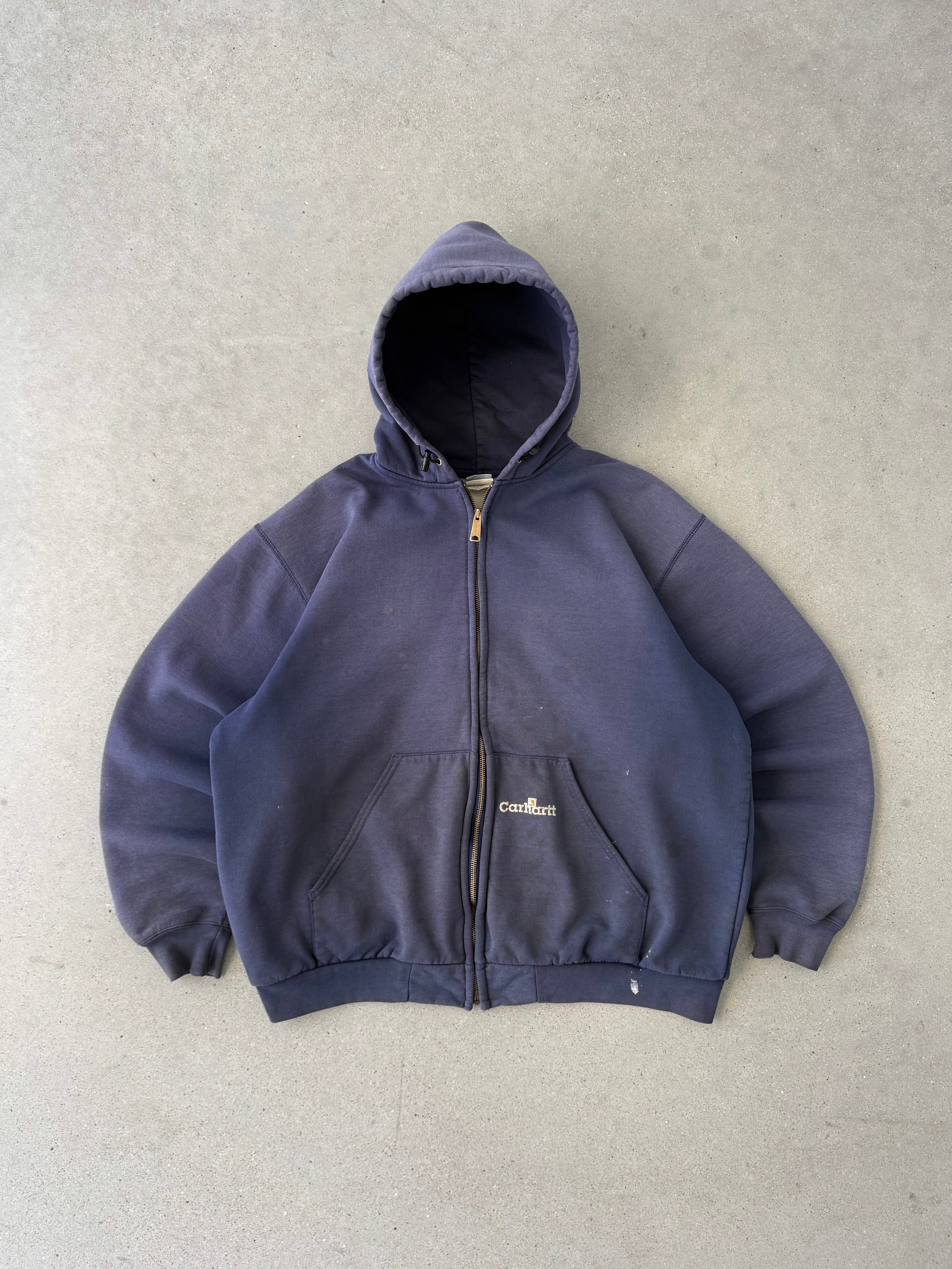Vintage 90s Carhartt Faded Thermal Zip-up Hoodie - XL