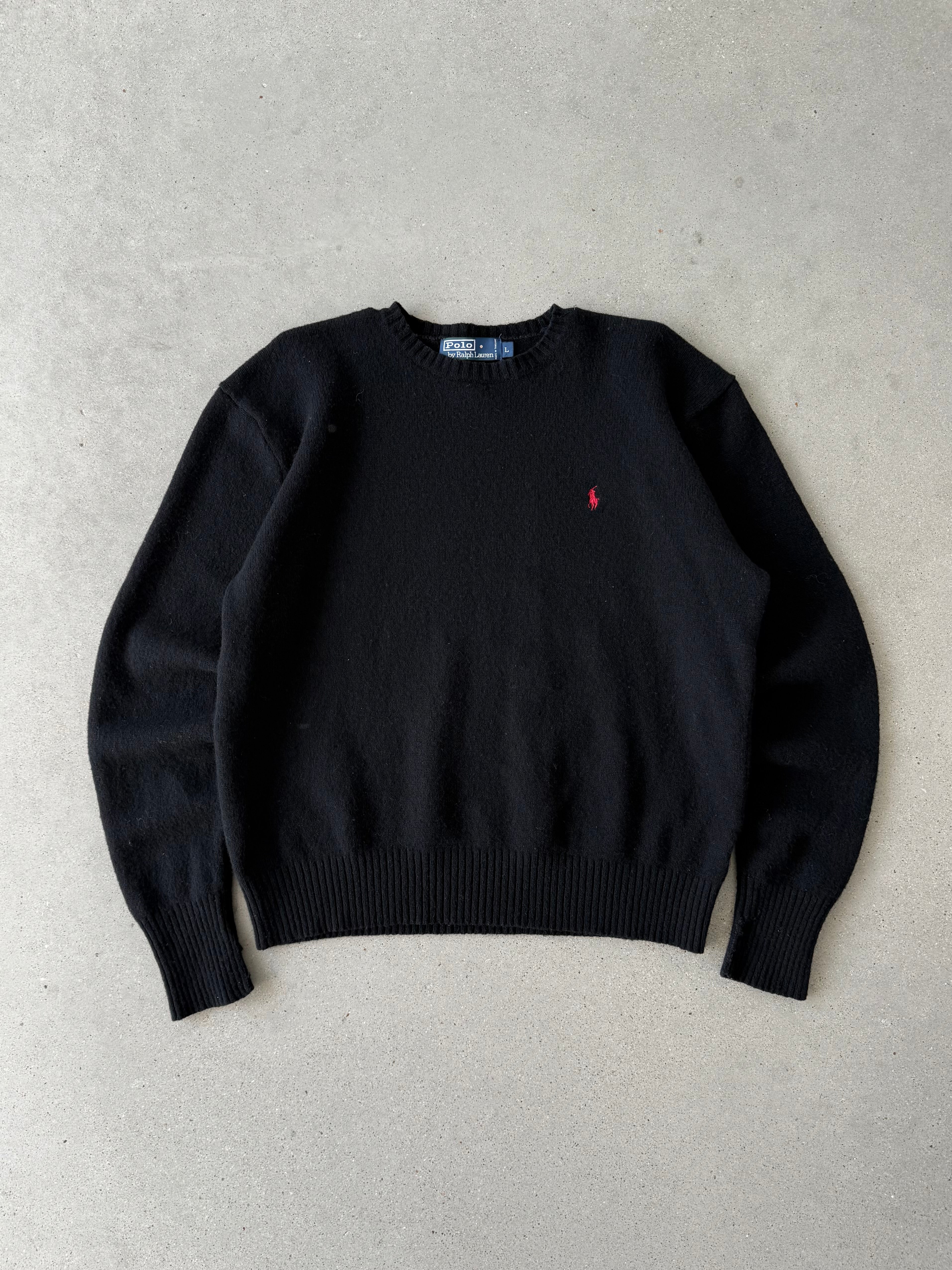 Vintage Polo Ralph Lauren Black Wool Sweater - L
