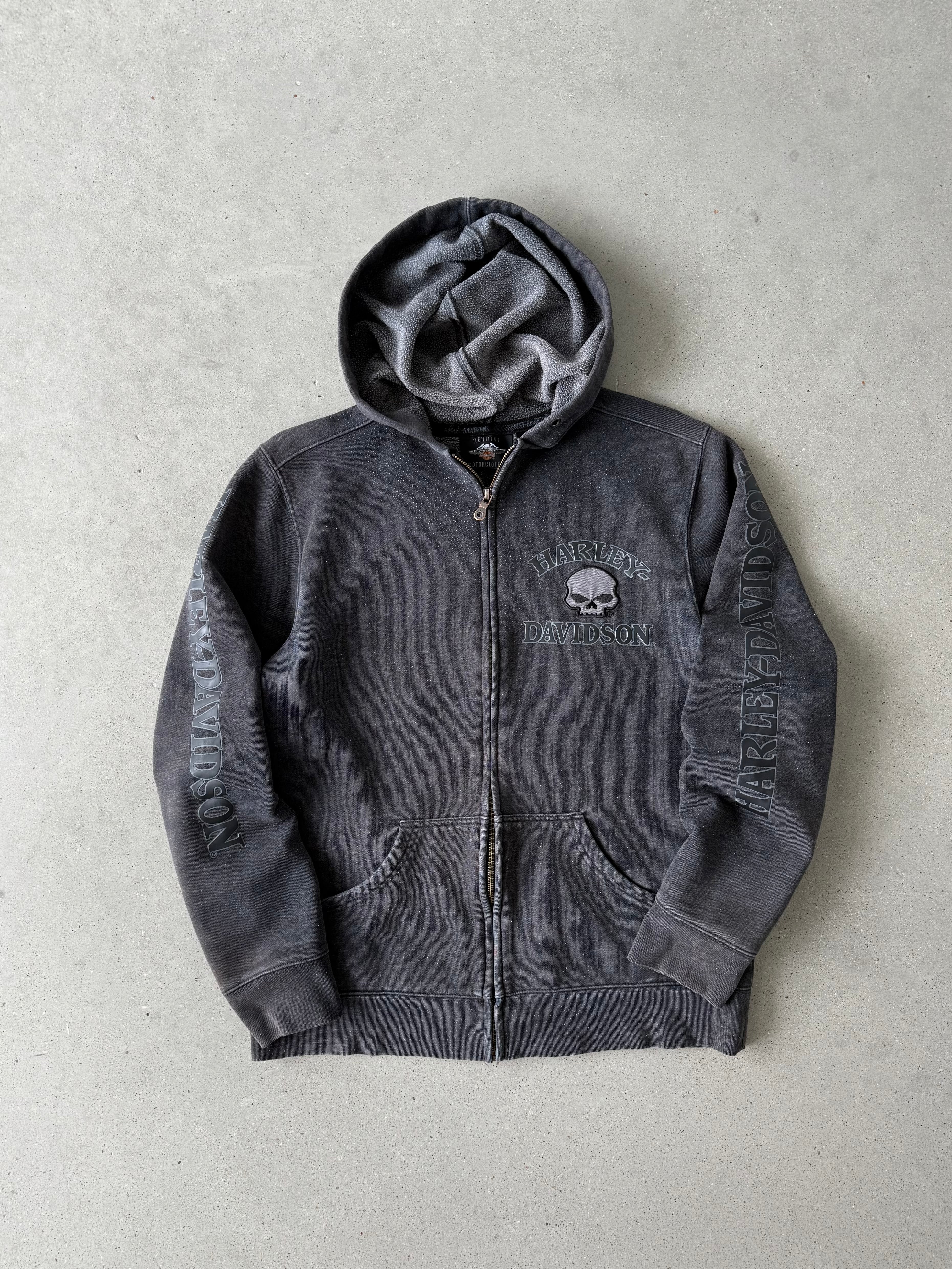 Vintage 2000s Harley Davidson Skull Zip-up Hoodie - S