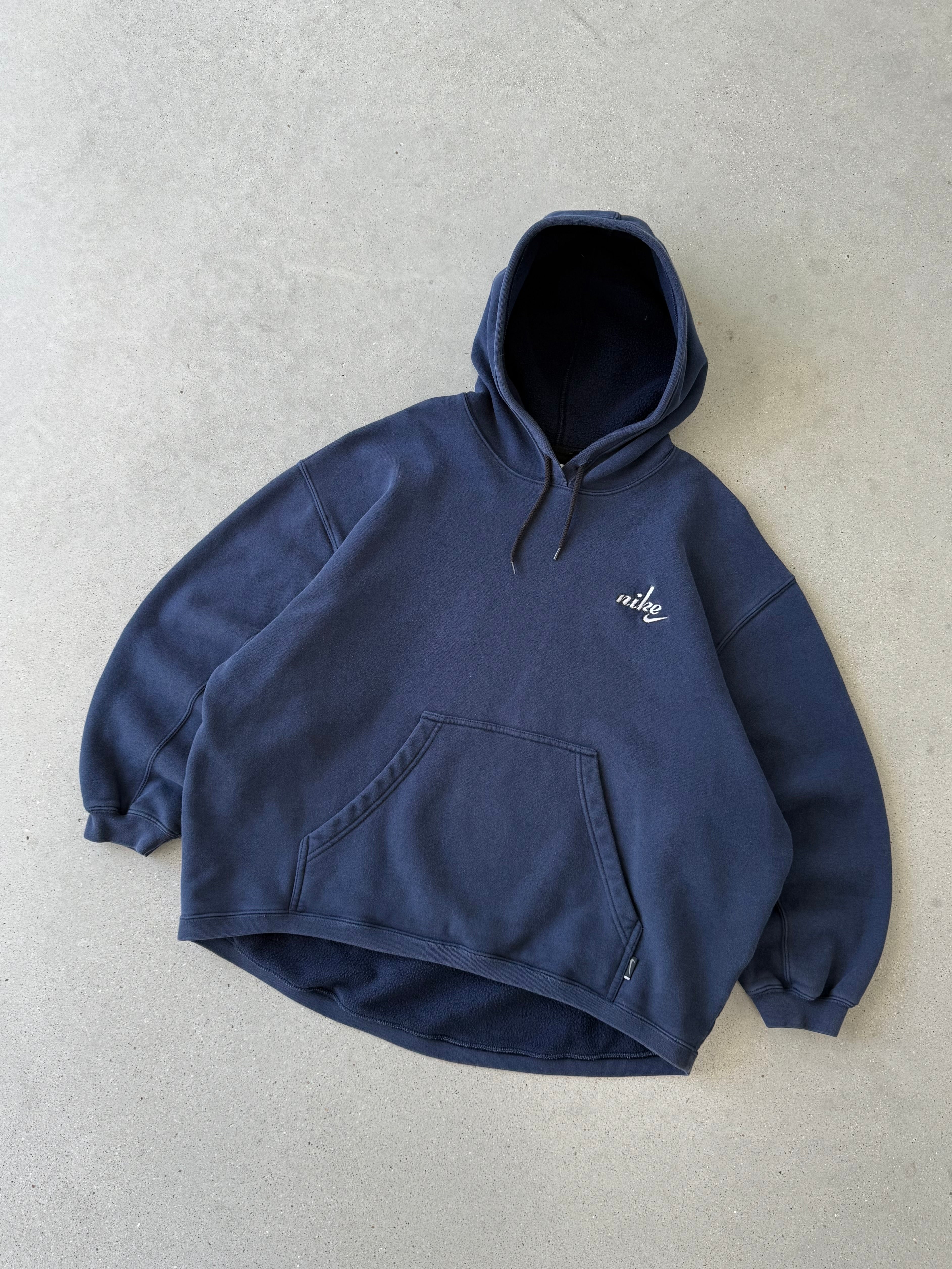 Vintage Nike Mini Spellout Logo Navy Hoodie  - XL