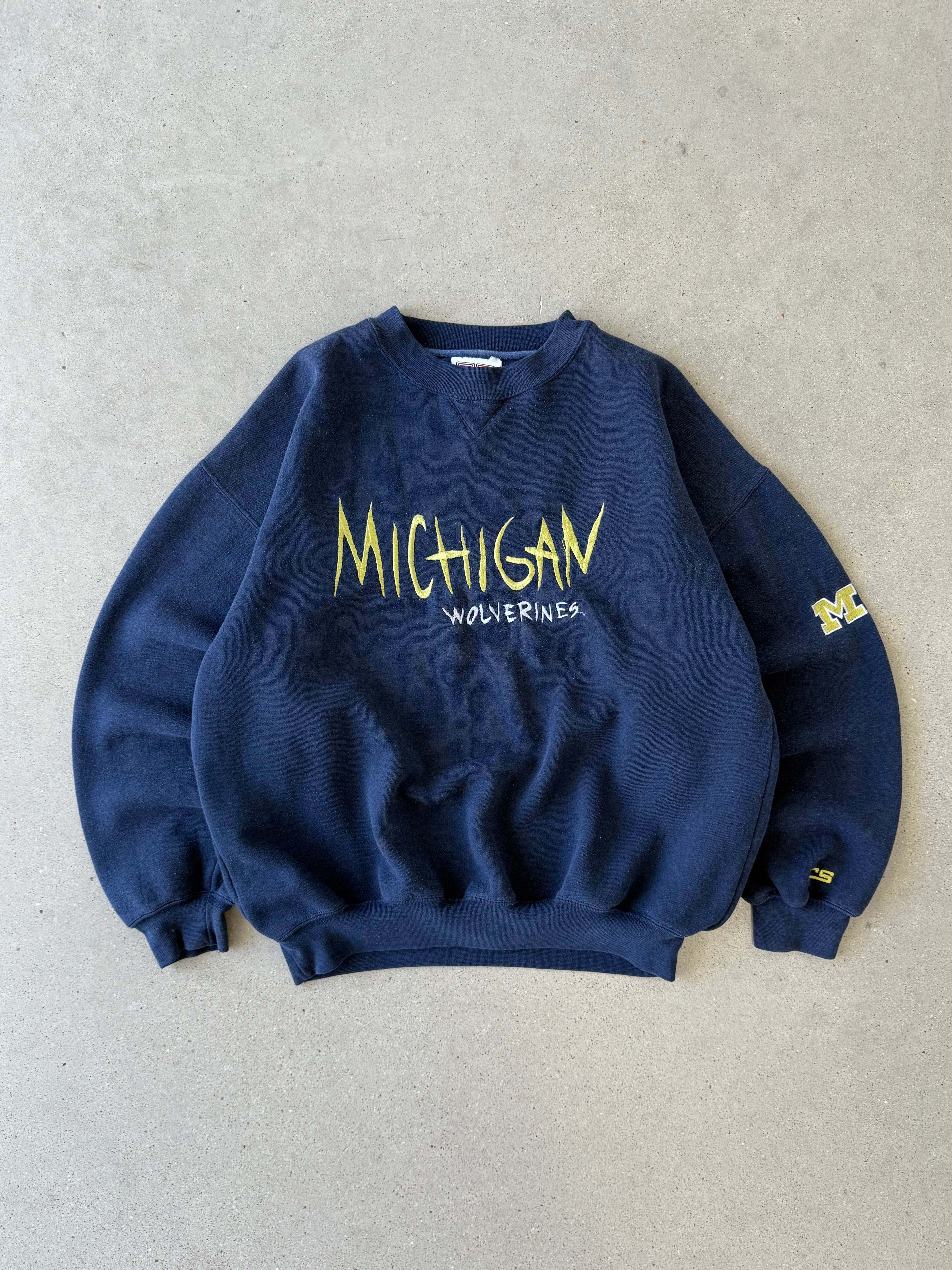 Vintage Michigan Wolverines Embroidered Crewneck  - L