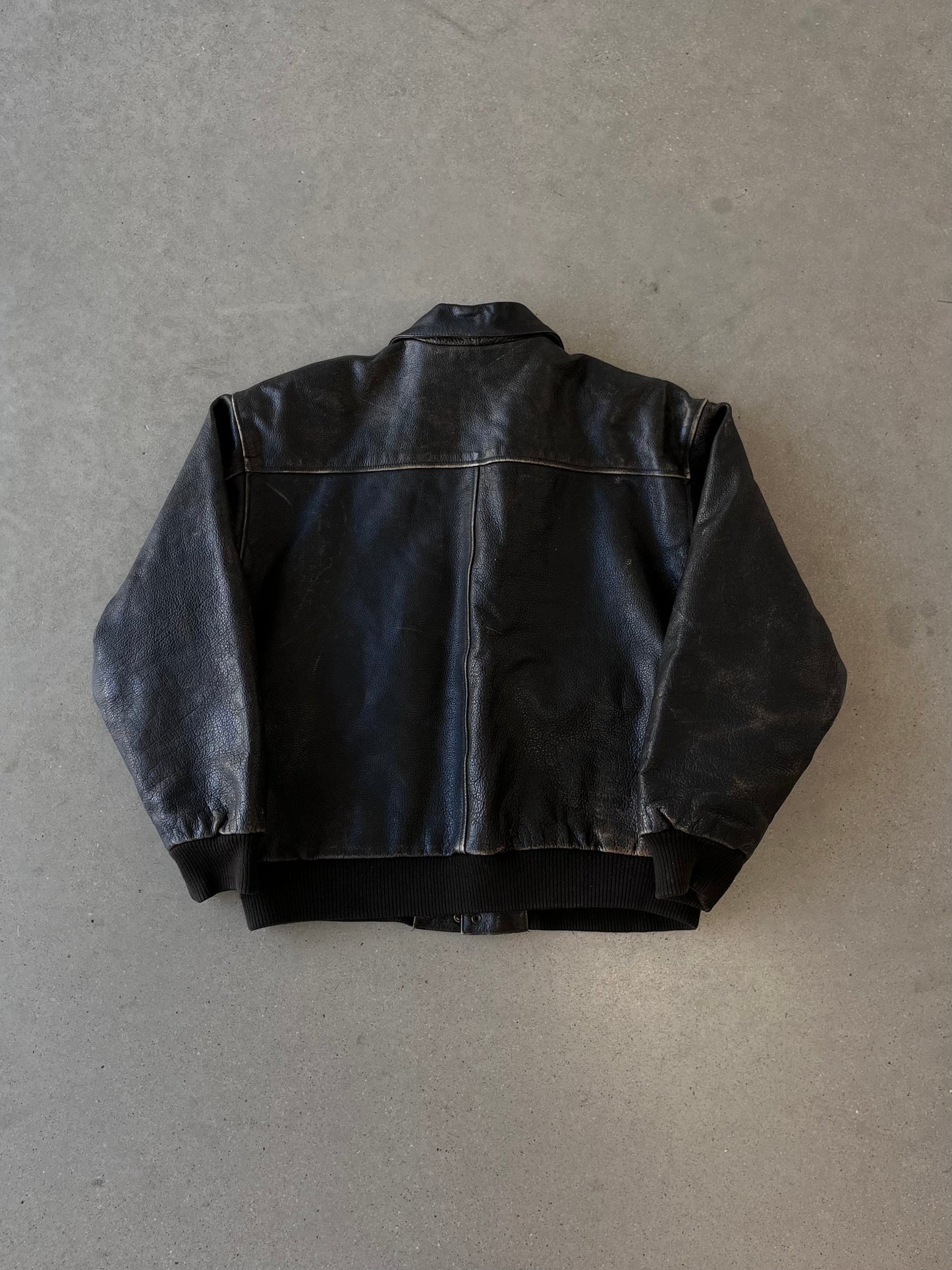 Vintage 90s Global Identity Leather Bomber Jacket - L