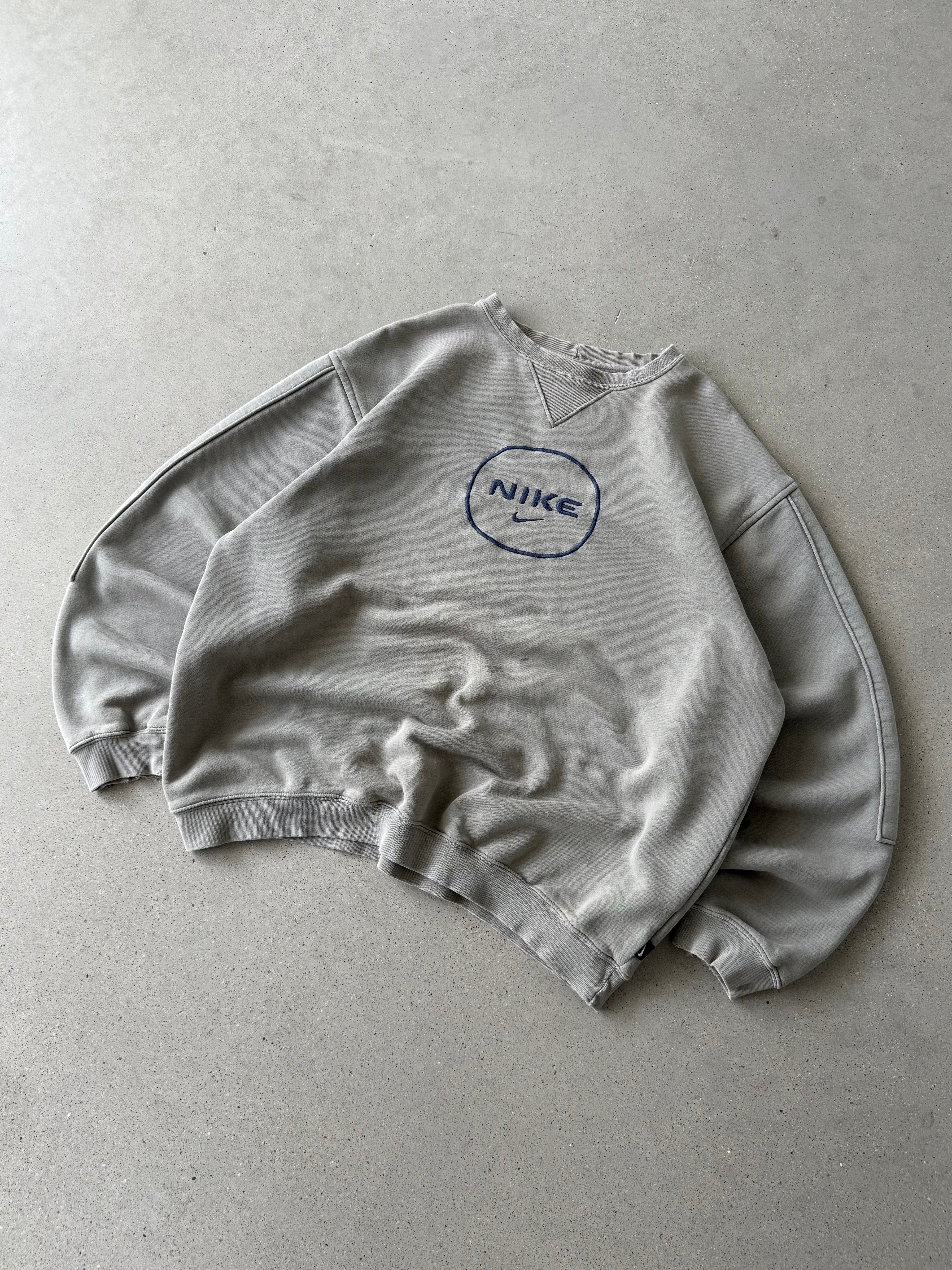 Vintage Nike Spellout Cream Sweatshirt - L