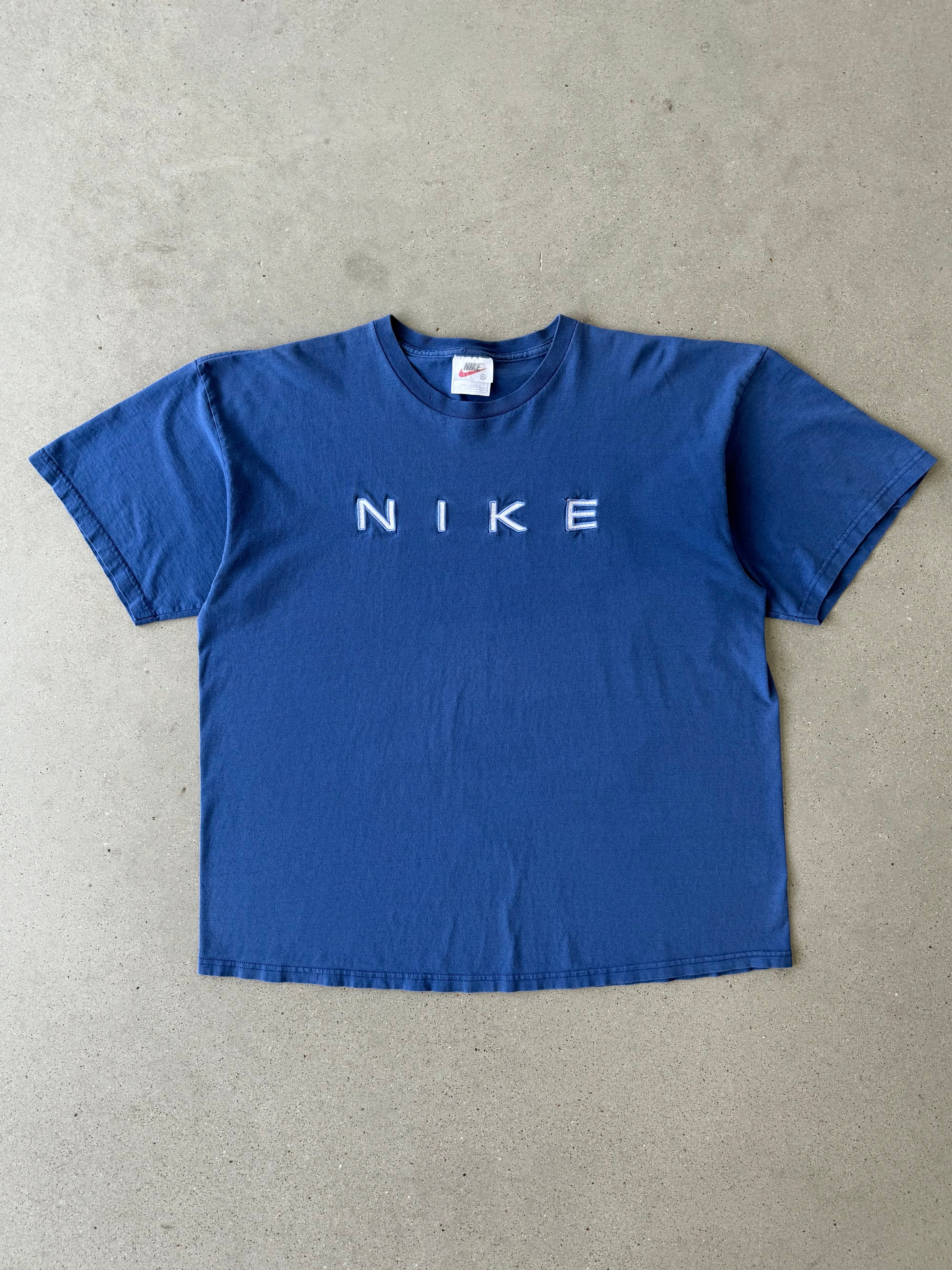 Vintage 90s Nike Spell-out Blue Tee - XL