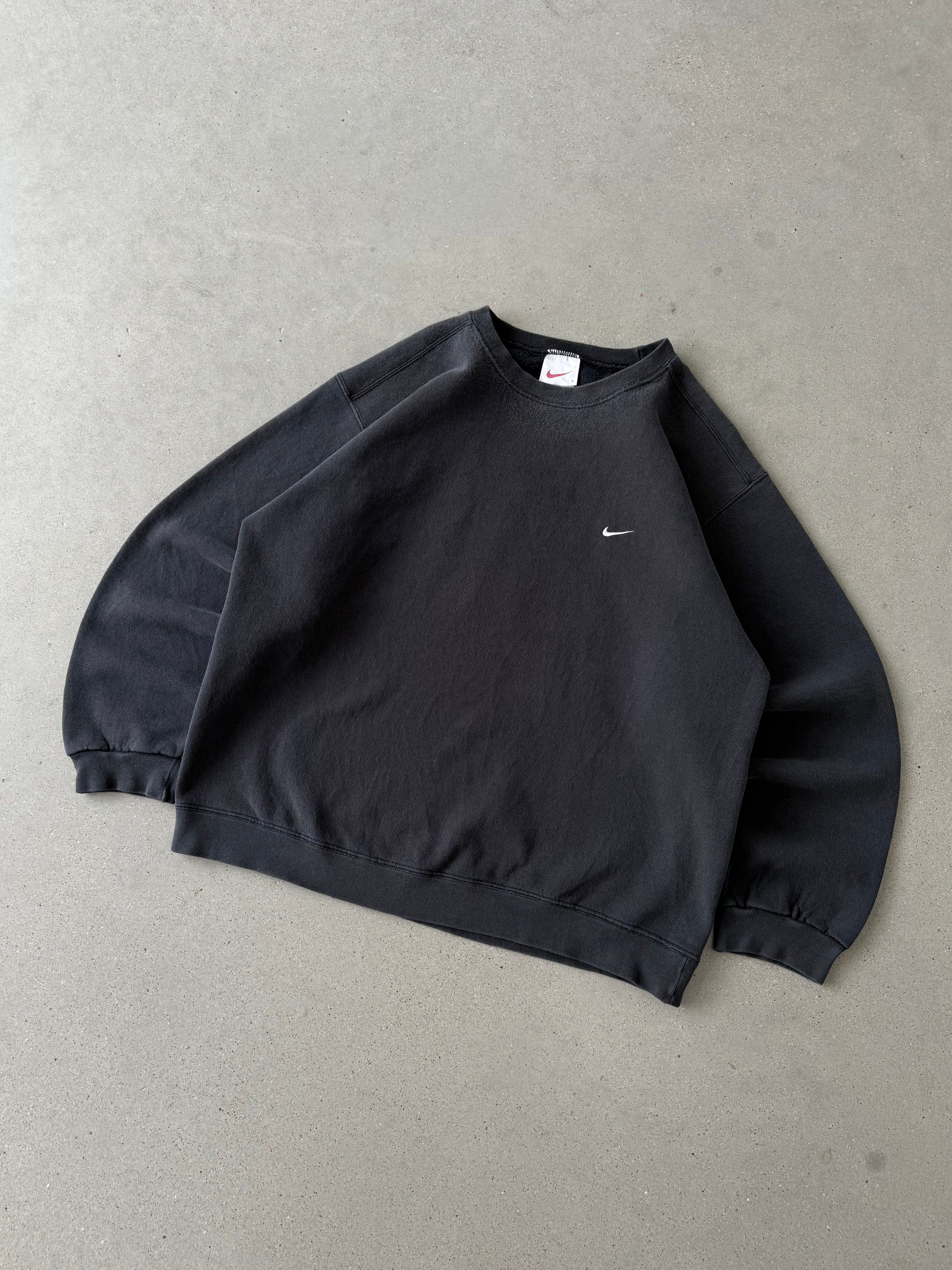 Vintage 1990s Nike Black Mini Swoosh Crewneck - L