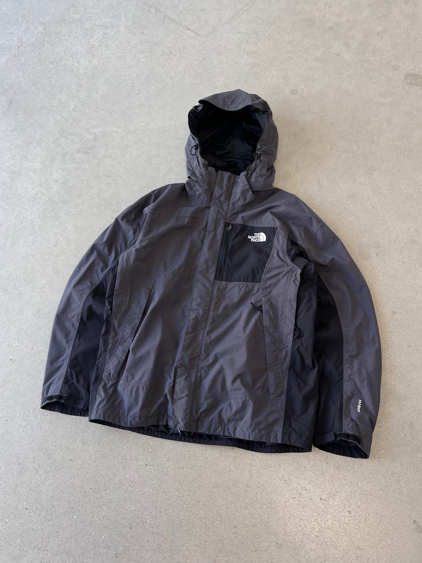 Vintage The North Face Gray/Black Hyvent Hooded Jacket - L