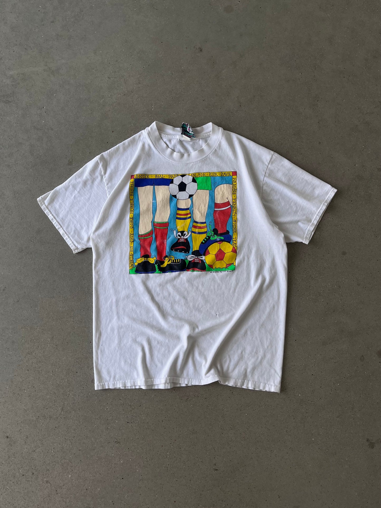 Vintage 90s Soccer Art Tee - L