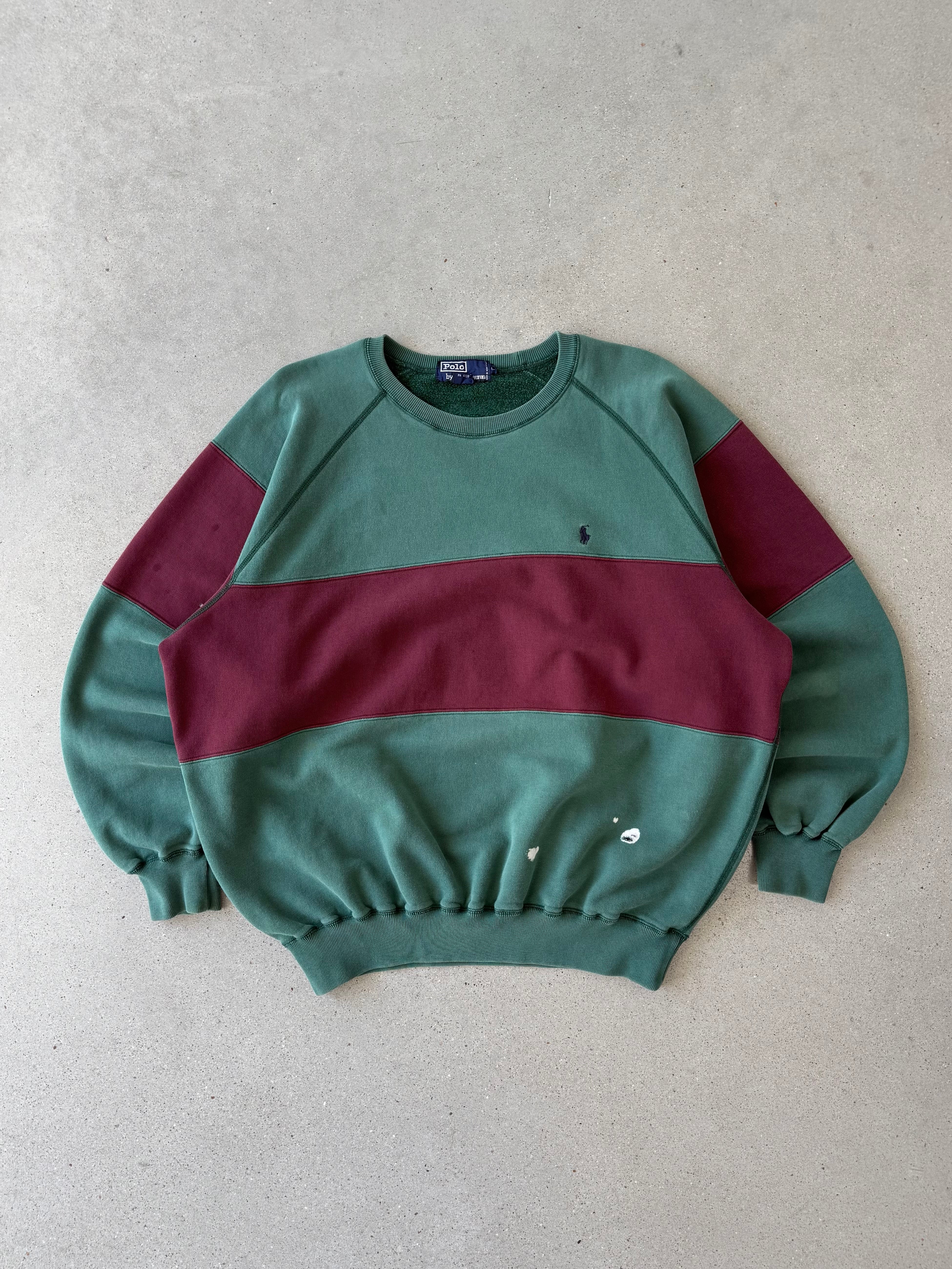 Vintage Polo Ralph Lauren Green Center stripe Sweatshirt - L
