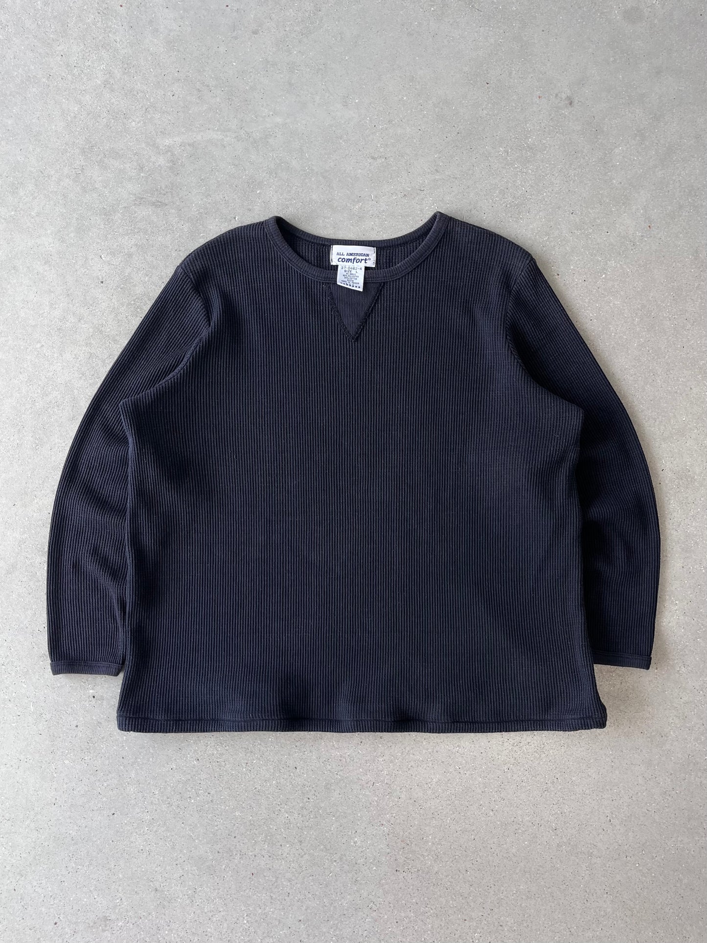 Vintage Black Thermal Long Sleeve - L