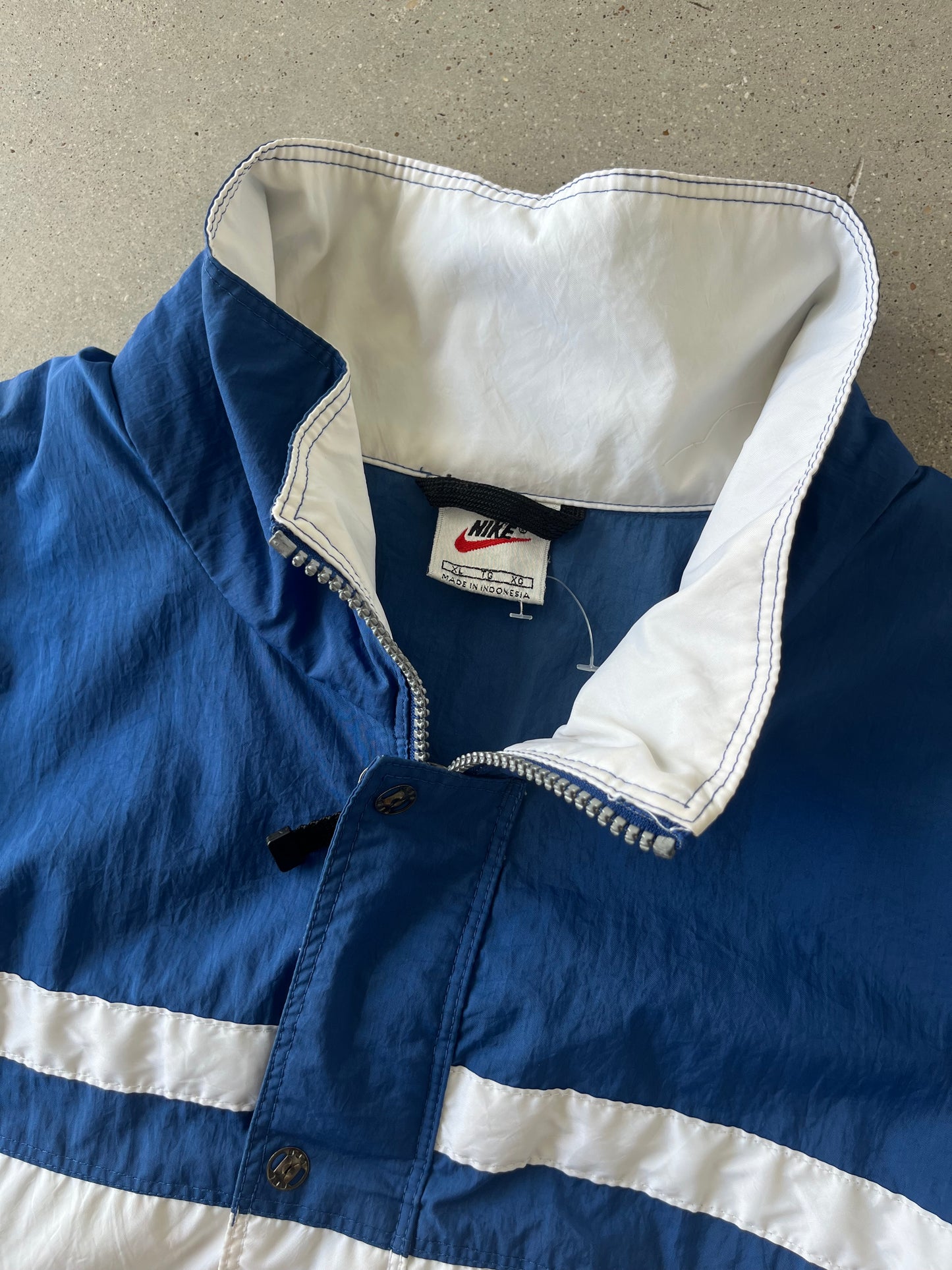 Vintage 90s Nike Big Swoosh Blue Track Jacket - XL