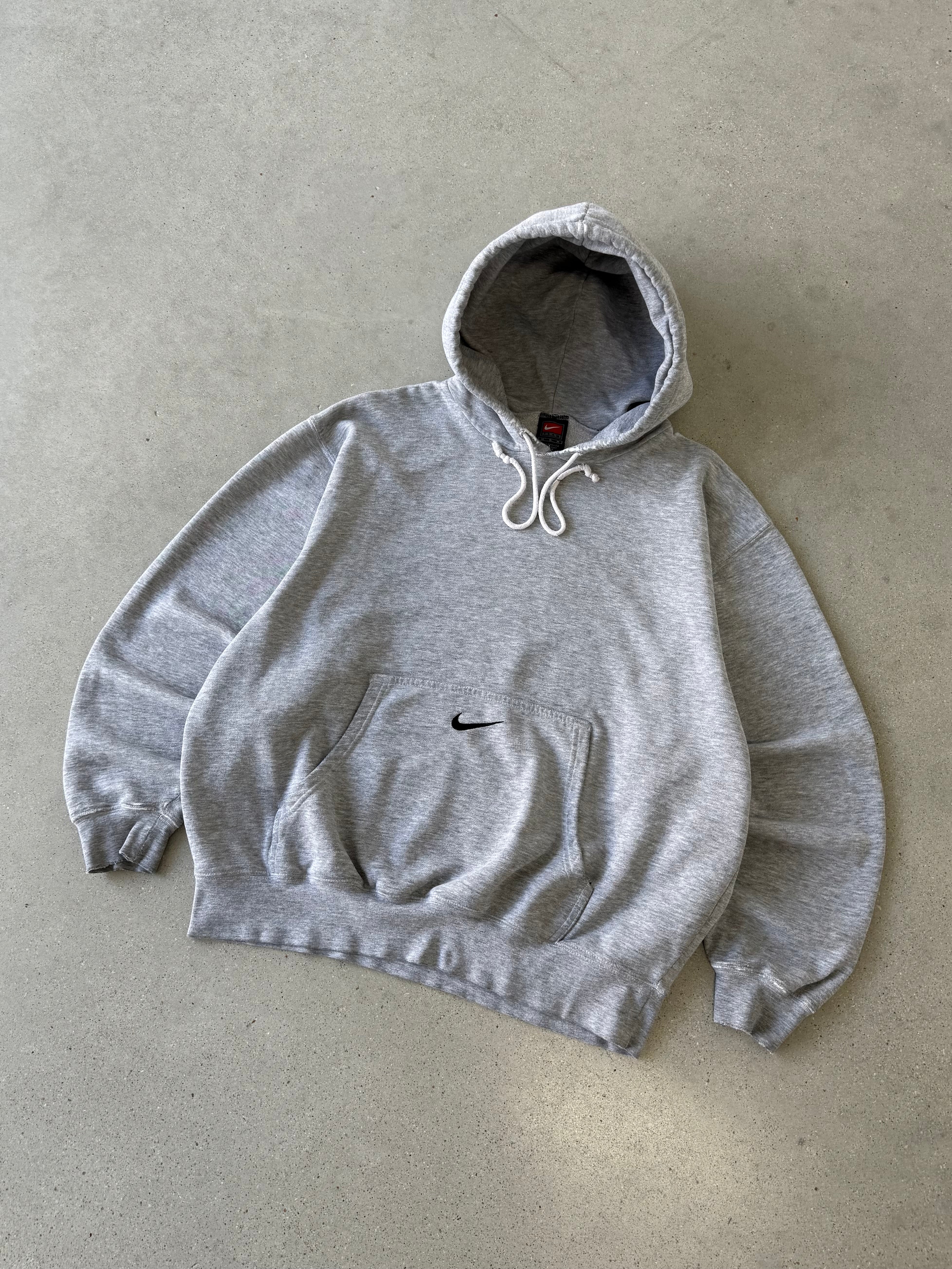 Vintage Nike Center Swoosh Gray Hoodie - M