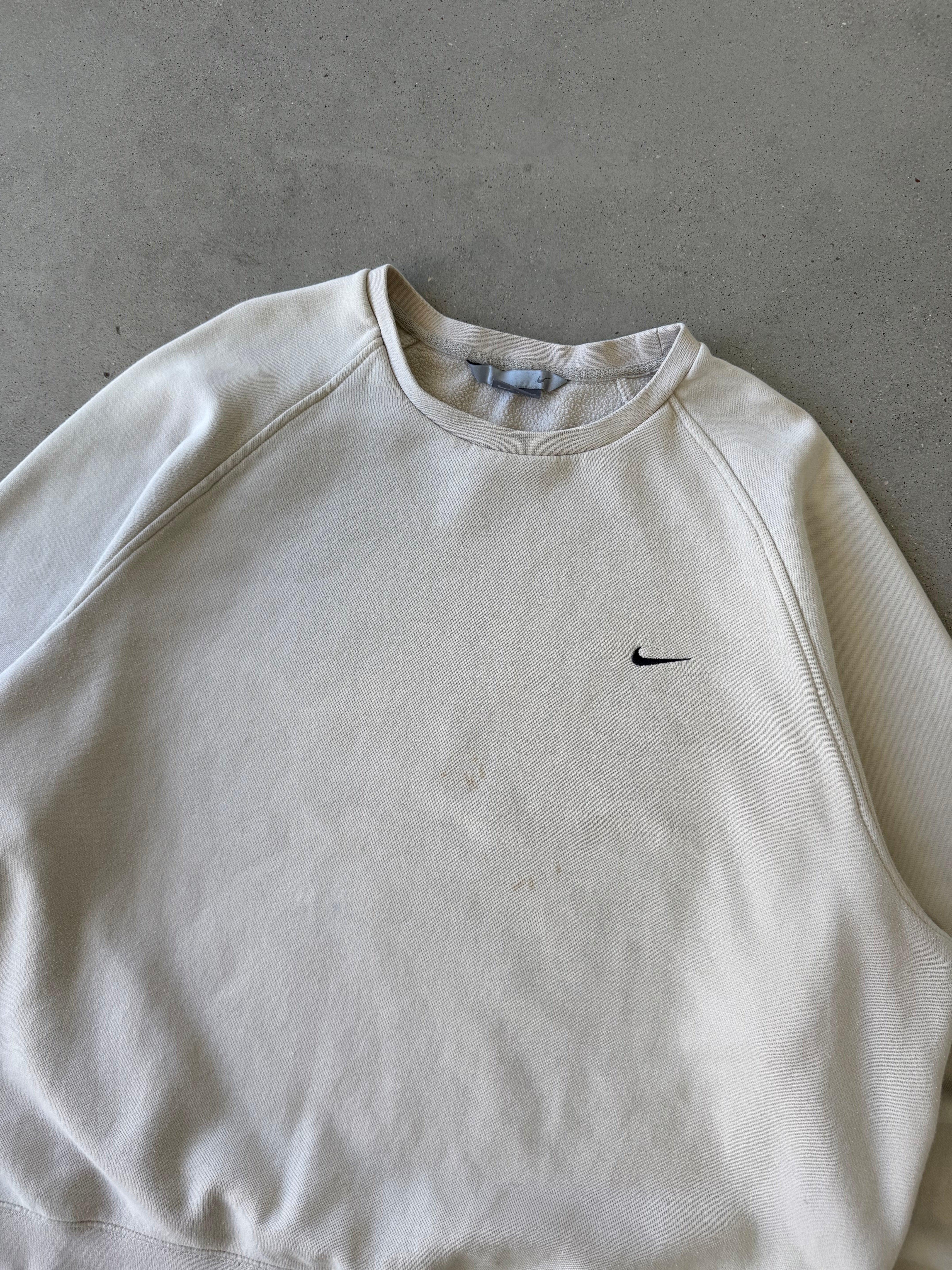 Vintage Nike Cream Mini Swoosh Crewneck - XXL
