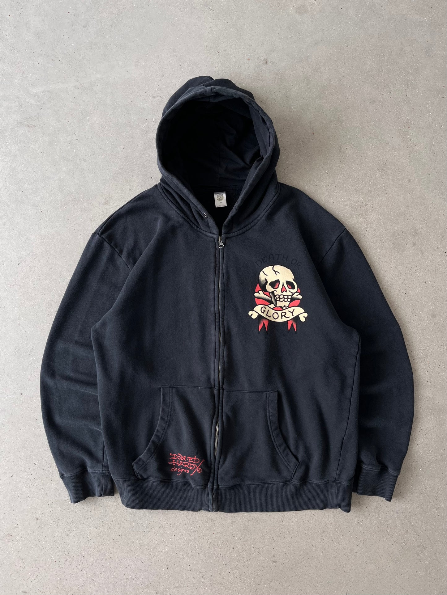 Vintage Ed-Hardy "Death or Glory" Zip-up Hoodie - XL