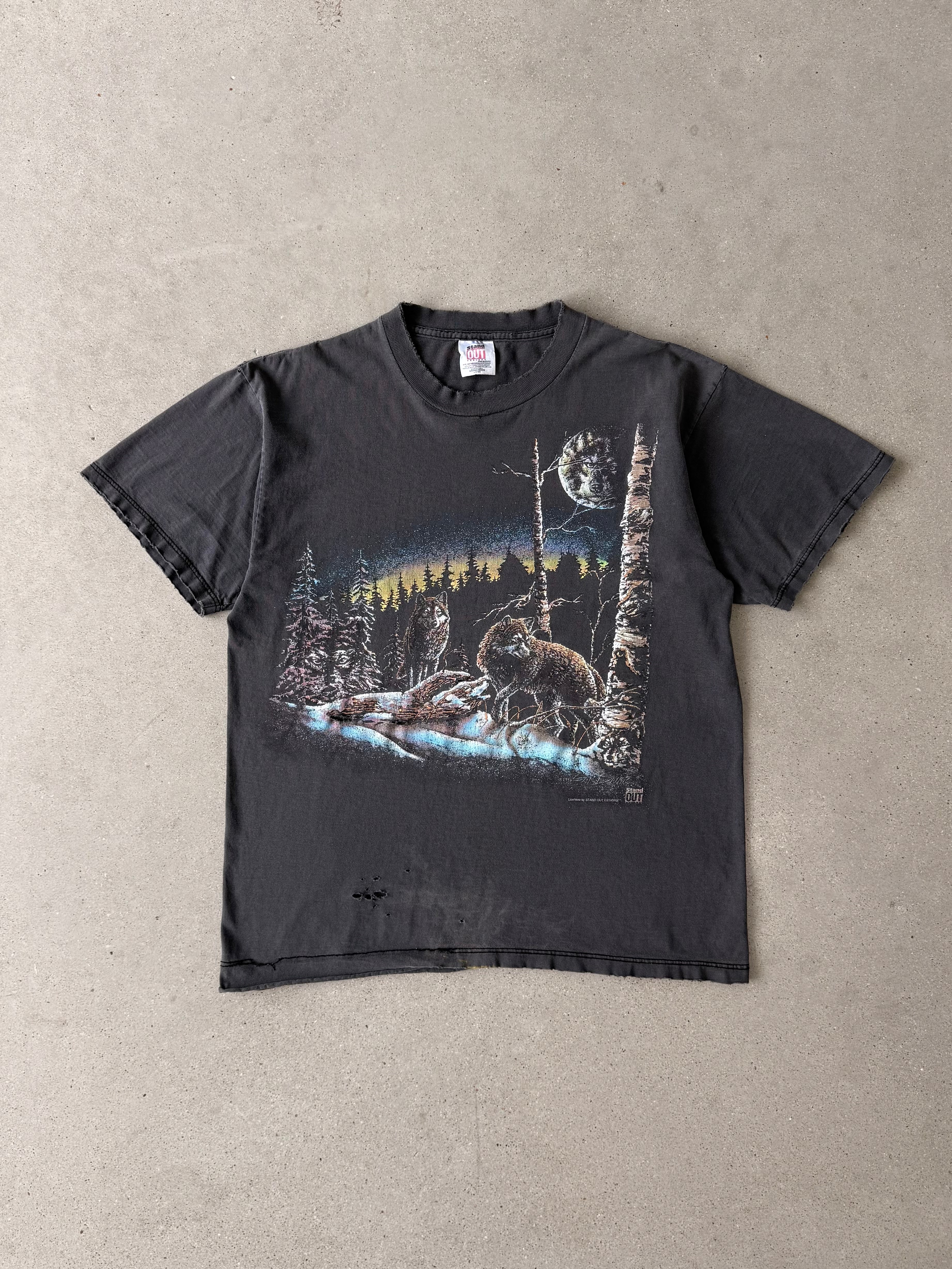 Vintage 1993 Distressed Night Wolf Tee - L