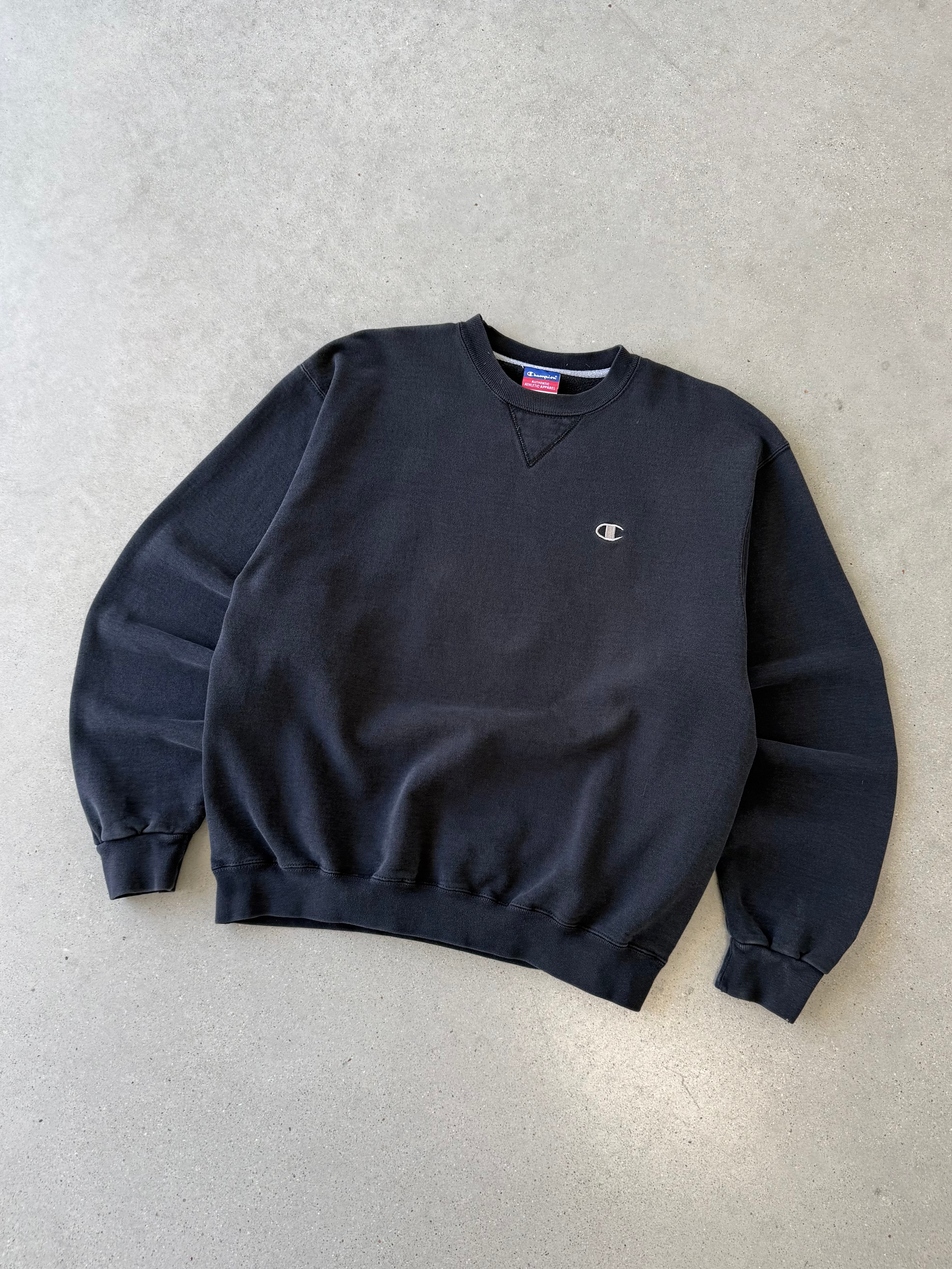 Vintage Champion Black Crewneck - L