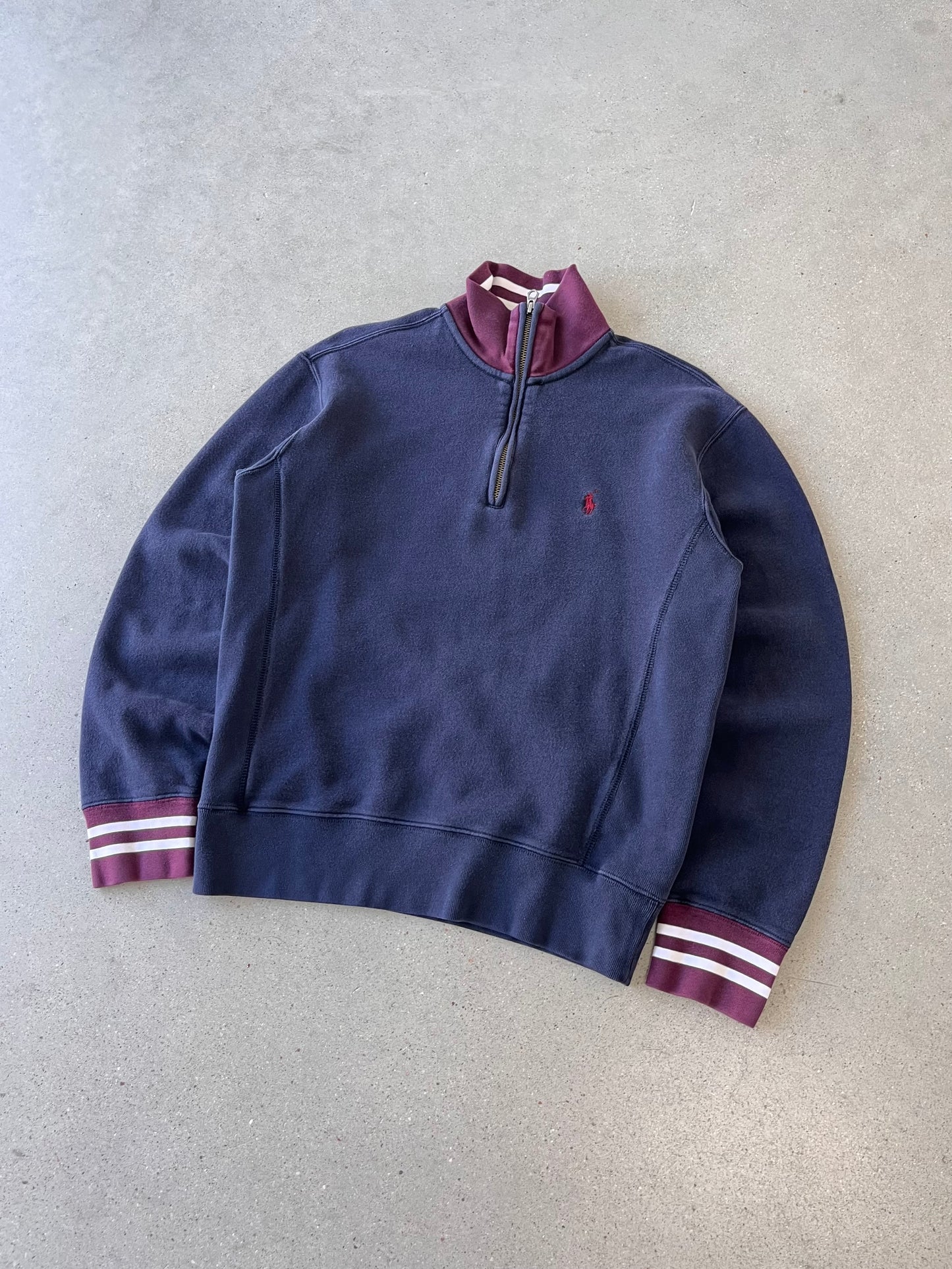 Vintage Polo Ralph Lauren Navy/Burgundy Quarter Zip - M