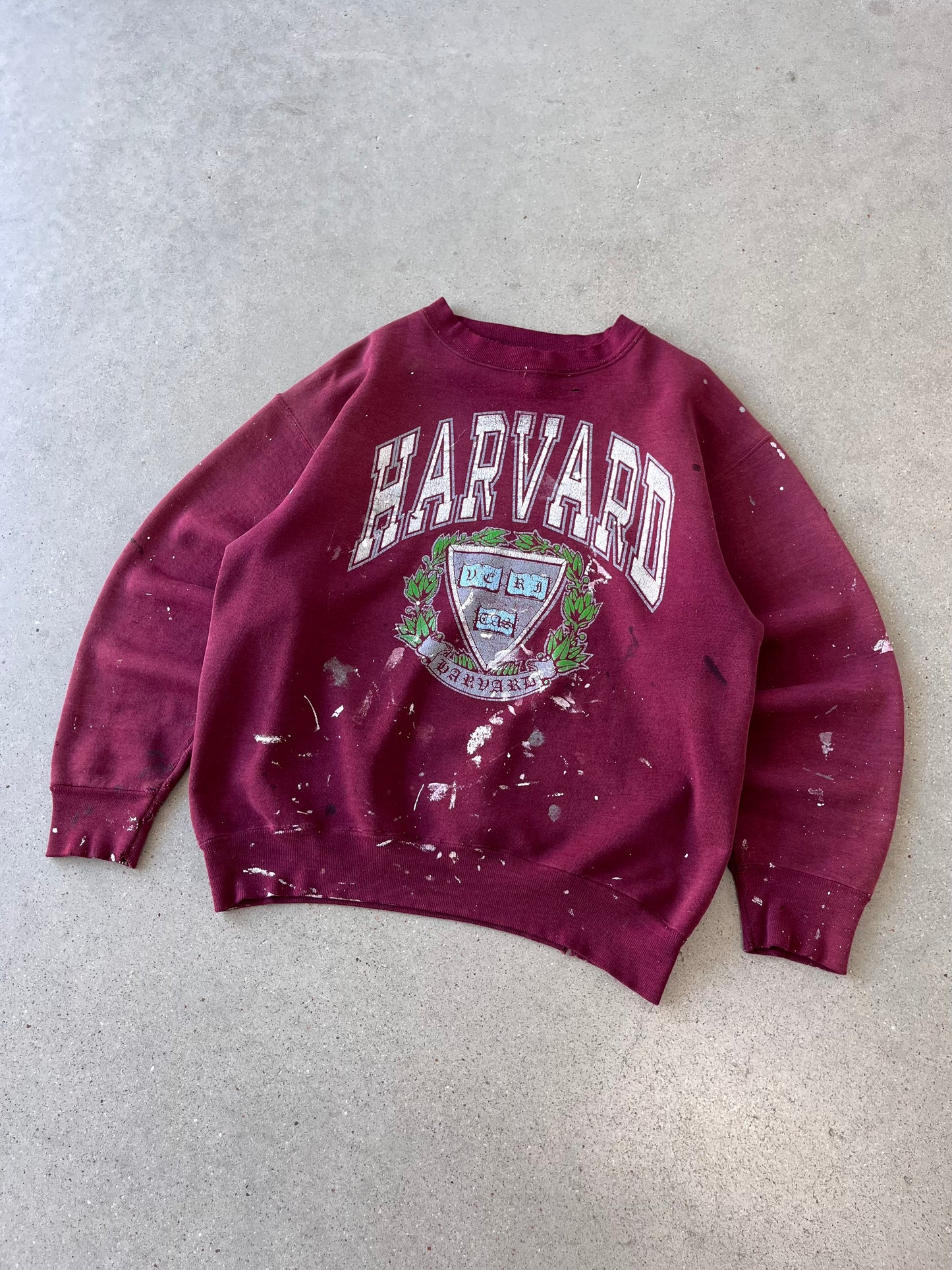 Vintage Painter's Harvard Trashed Crewneck - M