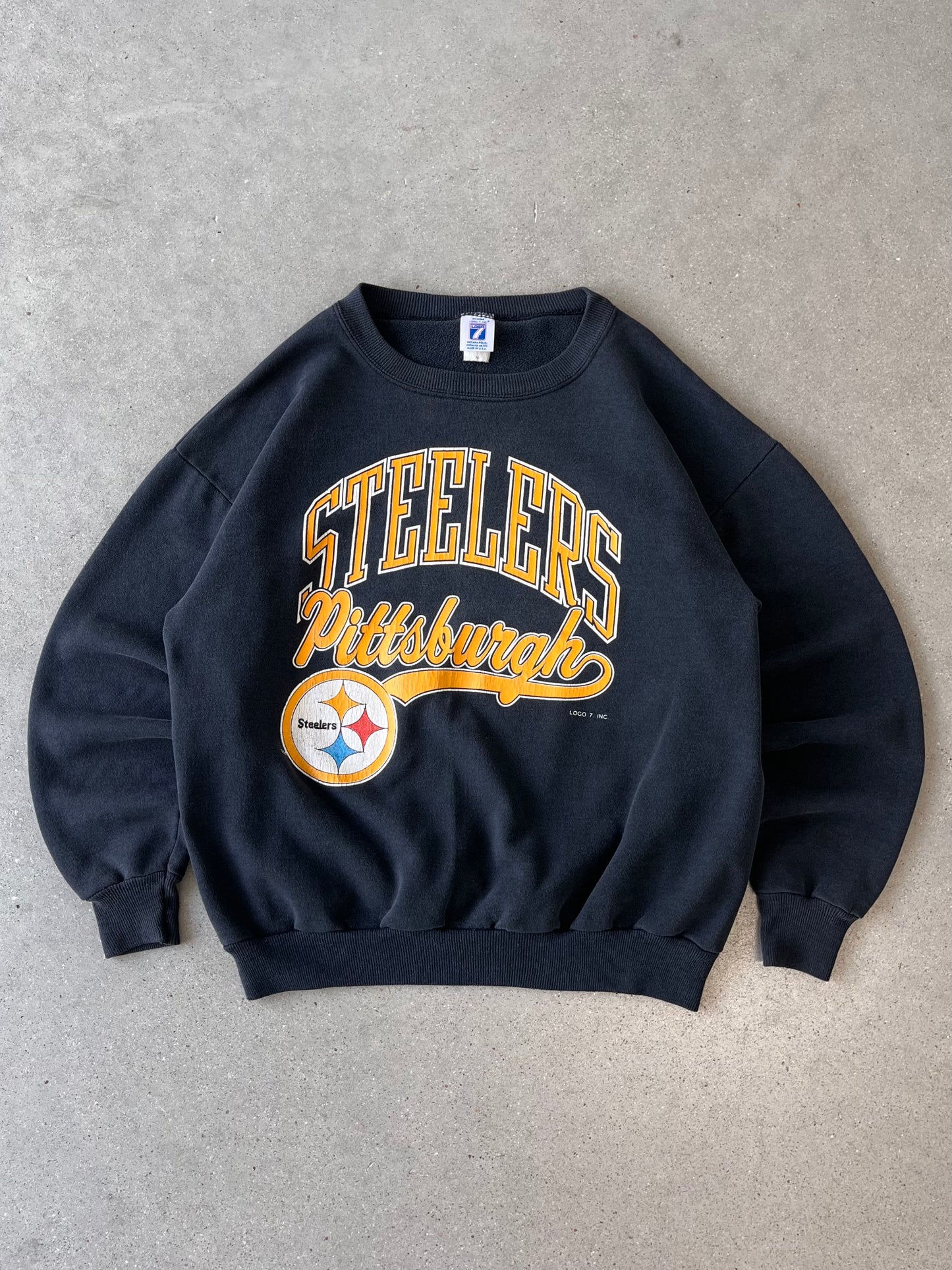 Vintage Steelers Pittsburgh Logo 7 Crewneck - L