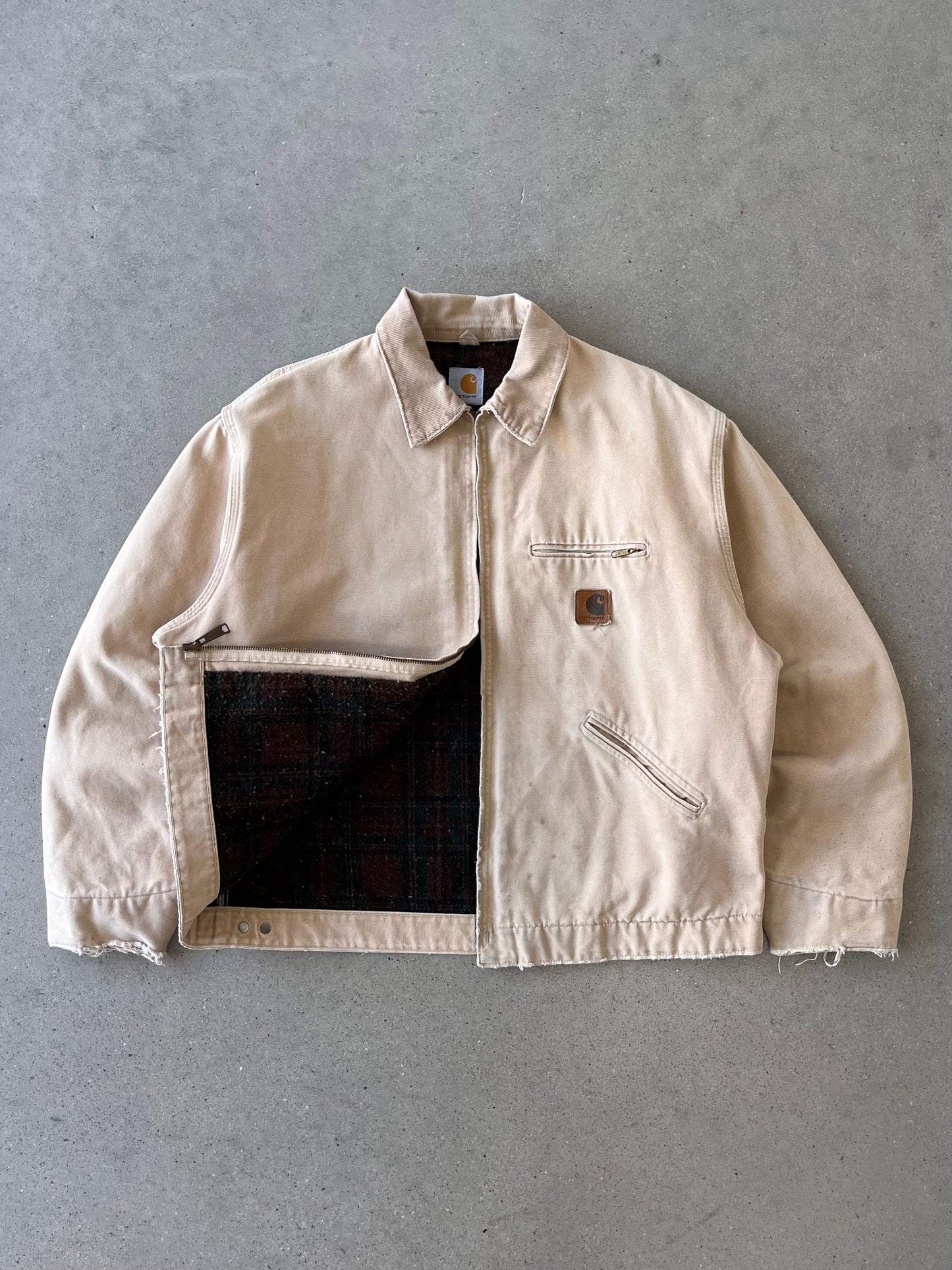 Vintage Carhartt Crème Blanket-lined Detroit Jacket - XL