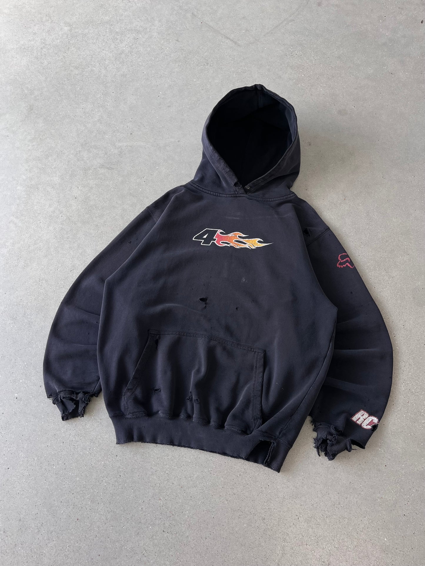 Vintage Y2K FOX Trashed Hoodie - M