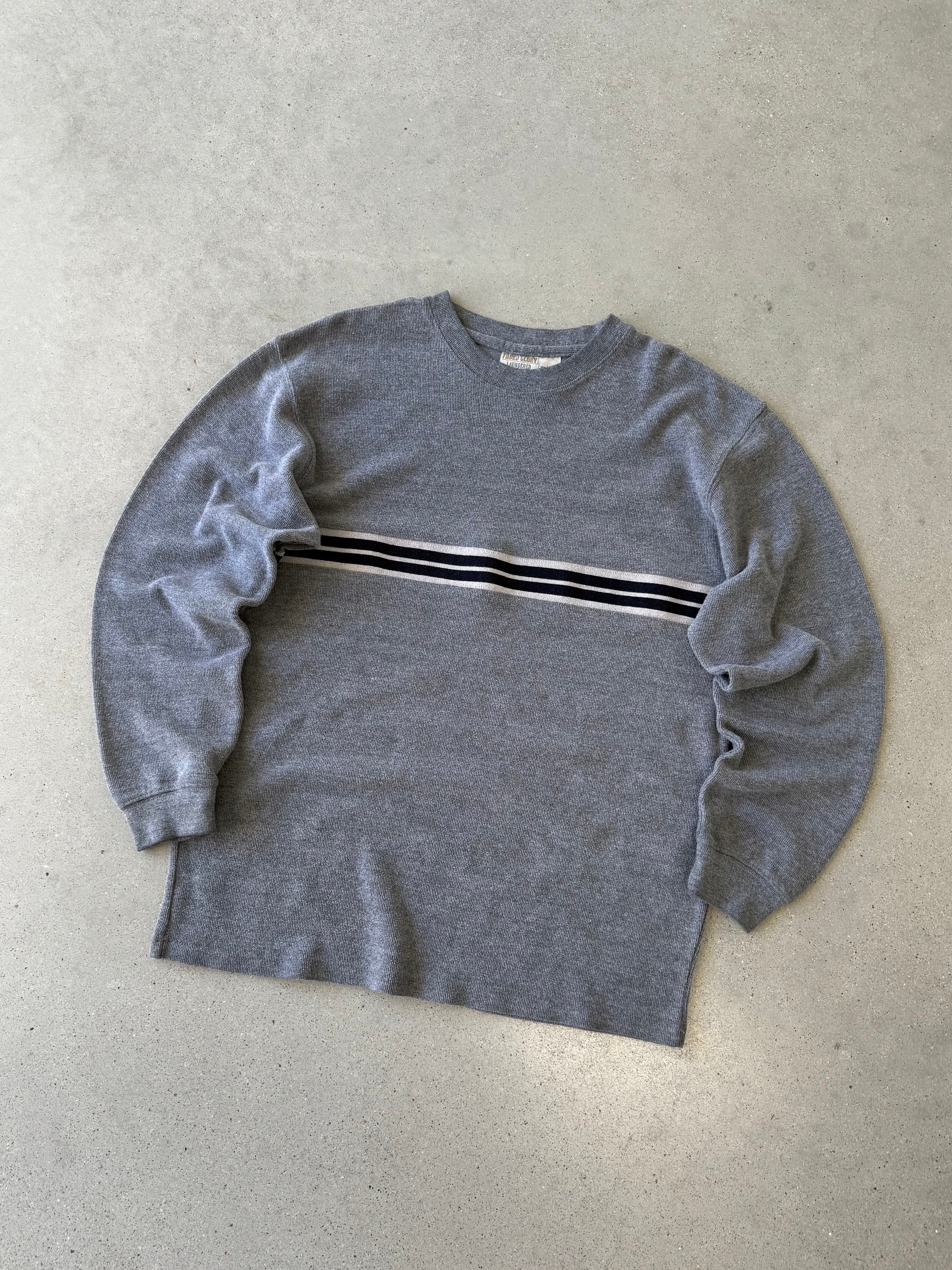 Vintage Faded Glory Gray Striped Long Sleeve - L