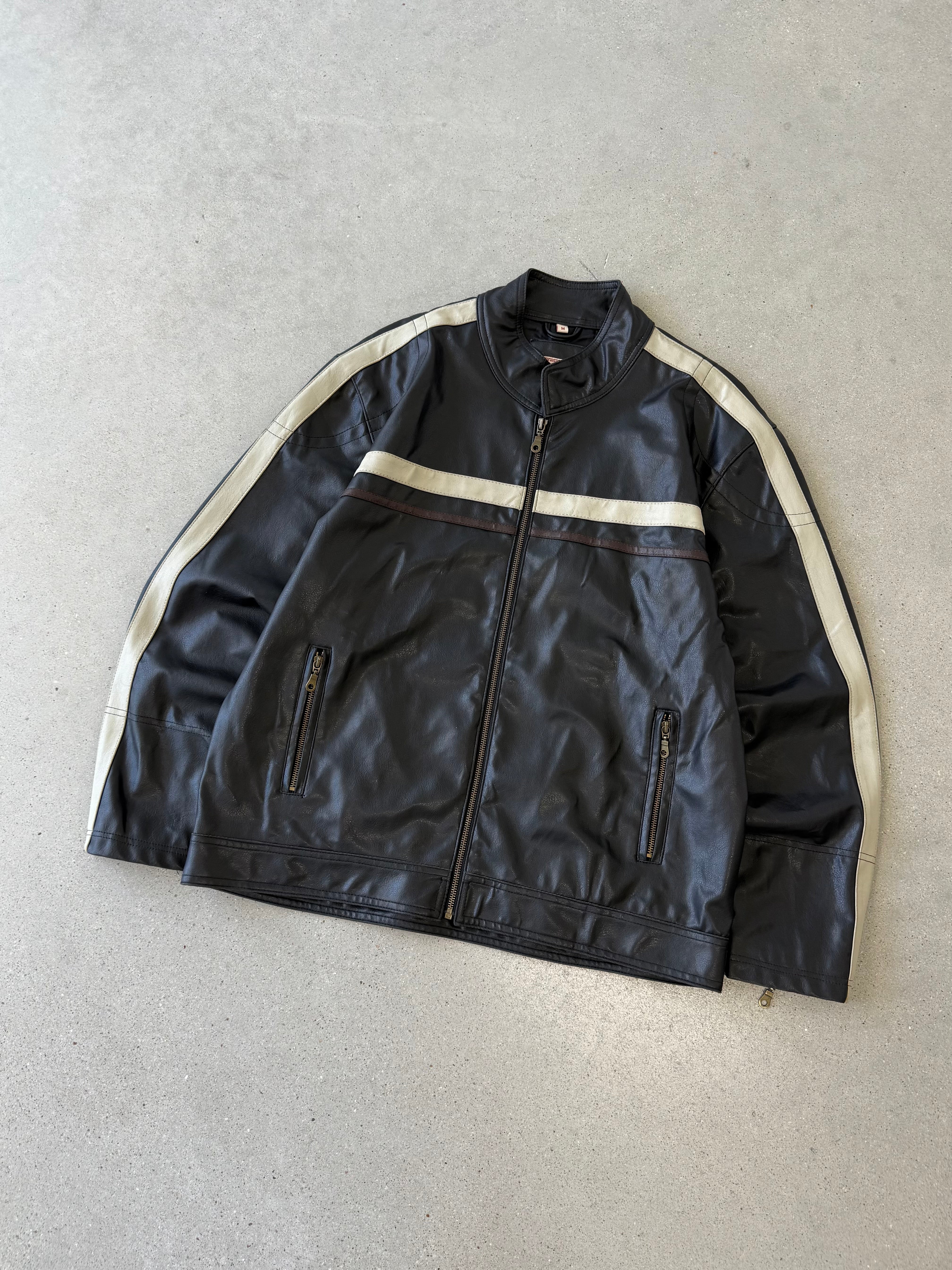 Vintage Point Zero Leather Racer Jacket - M