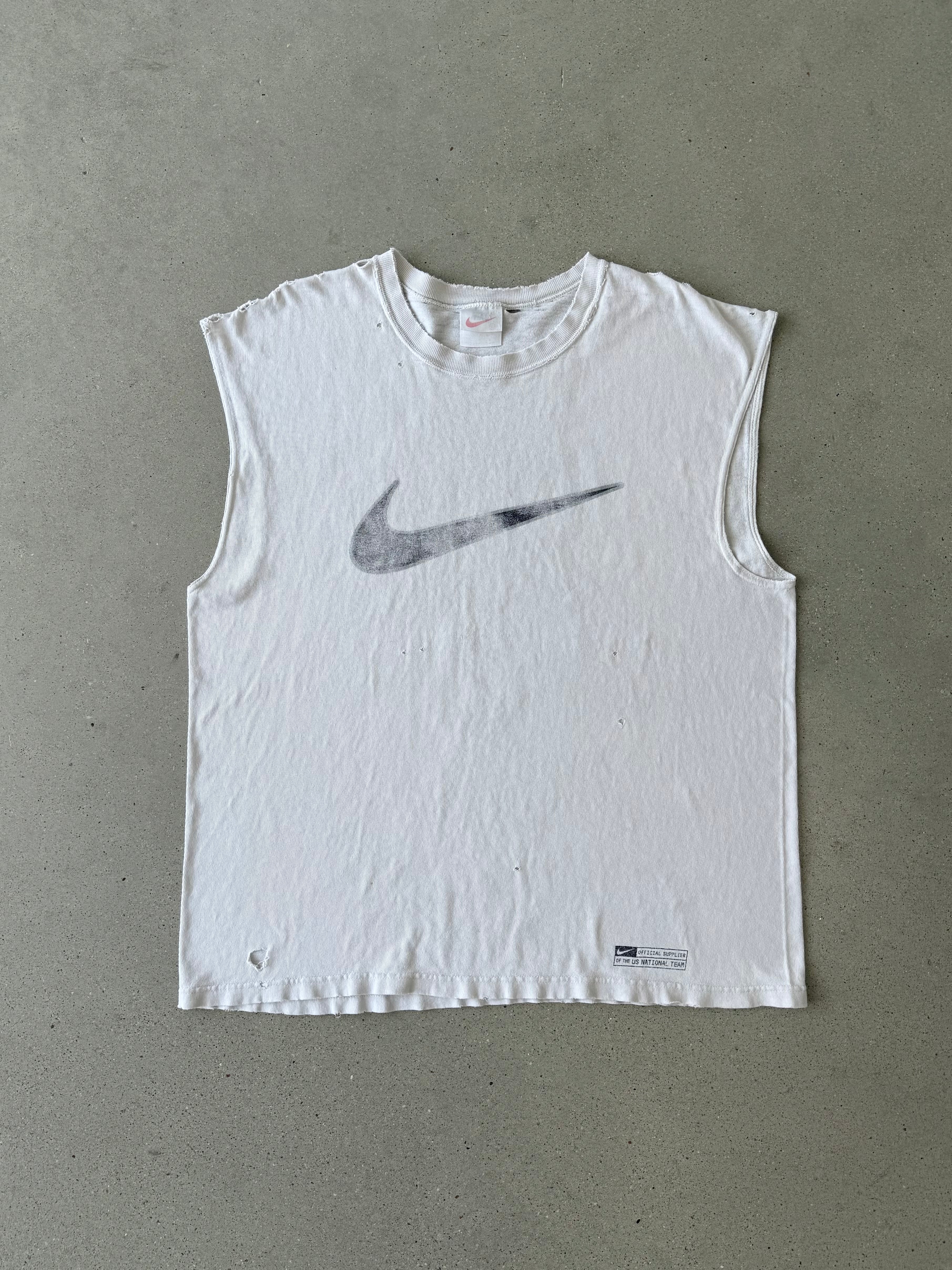 Vintage Nike Soccer Distressed Muscle Shirt - L