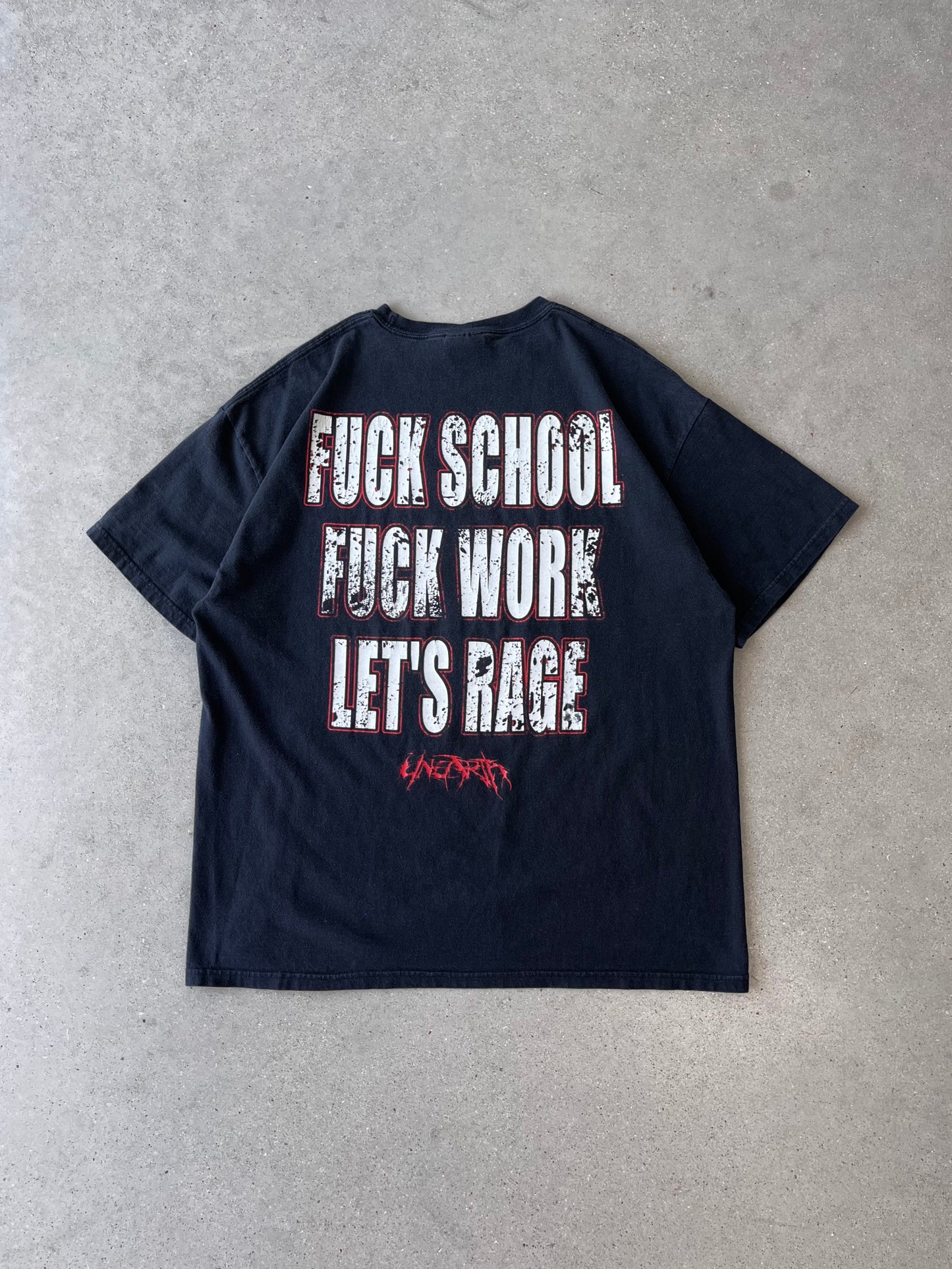 Vintage Y2K "F*ck School, F*ck Work, Let's Rage" Tee - XL