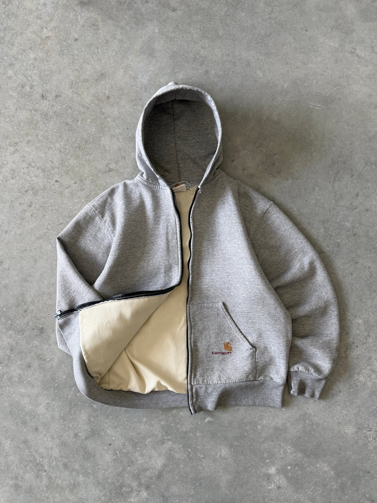 Vintage 1990s Carhartt Waffle-lined Zip-up Hoodie (M)