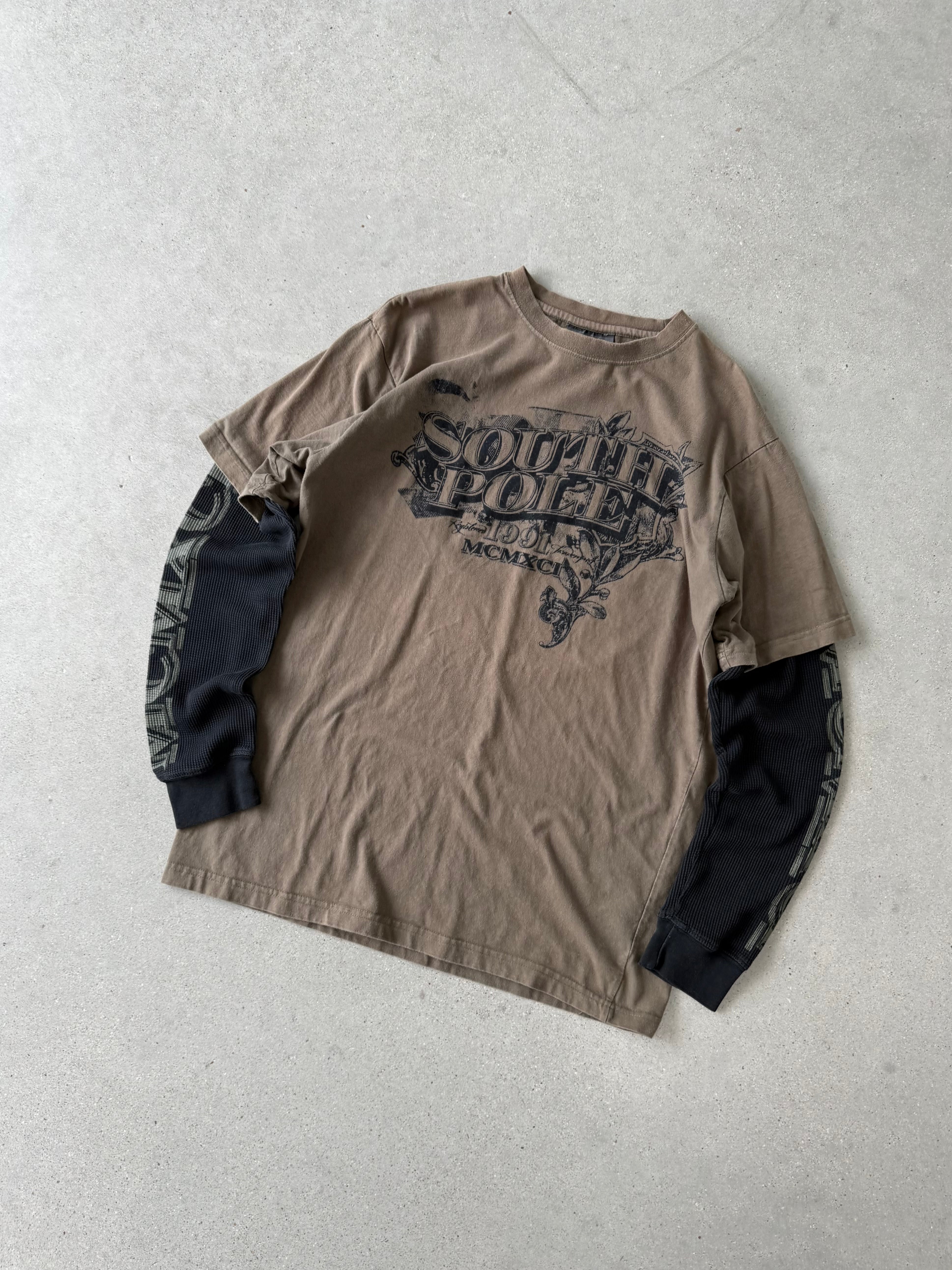 Vintage Southpole Olive Layered Long Sleeve - L
