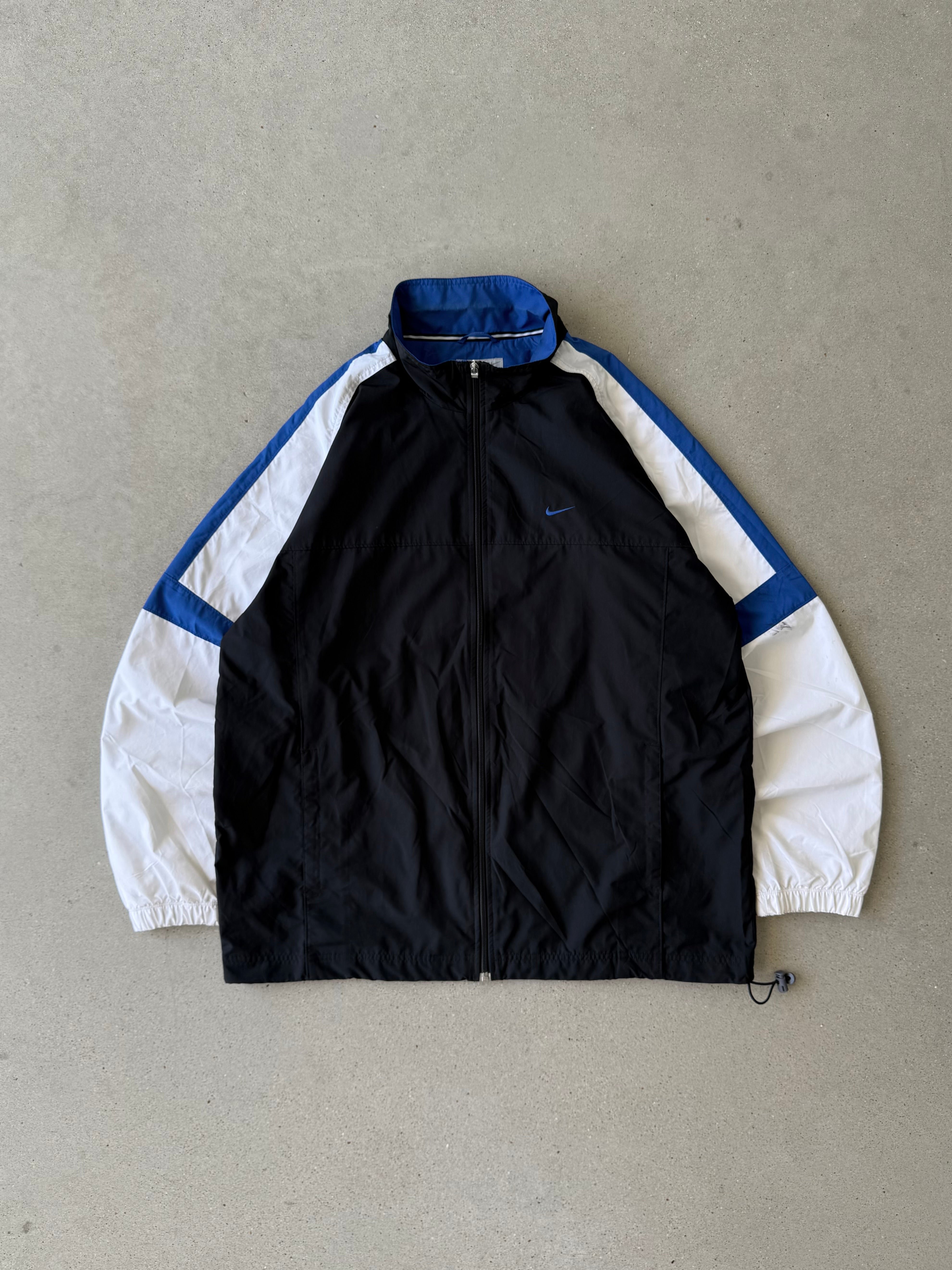 Vintage Nike Swoosh Black/White/Blue Track Jacket - XL