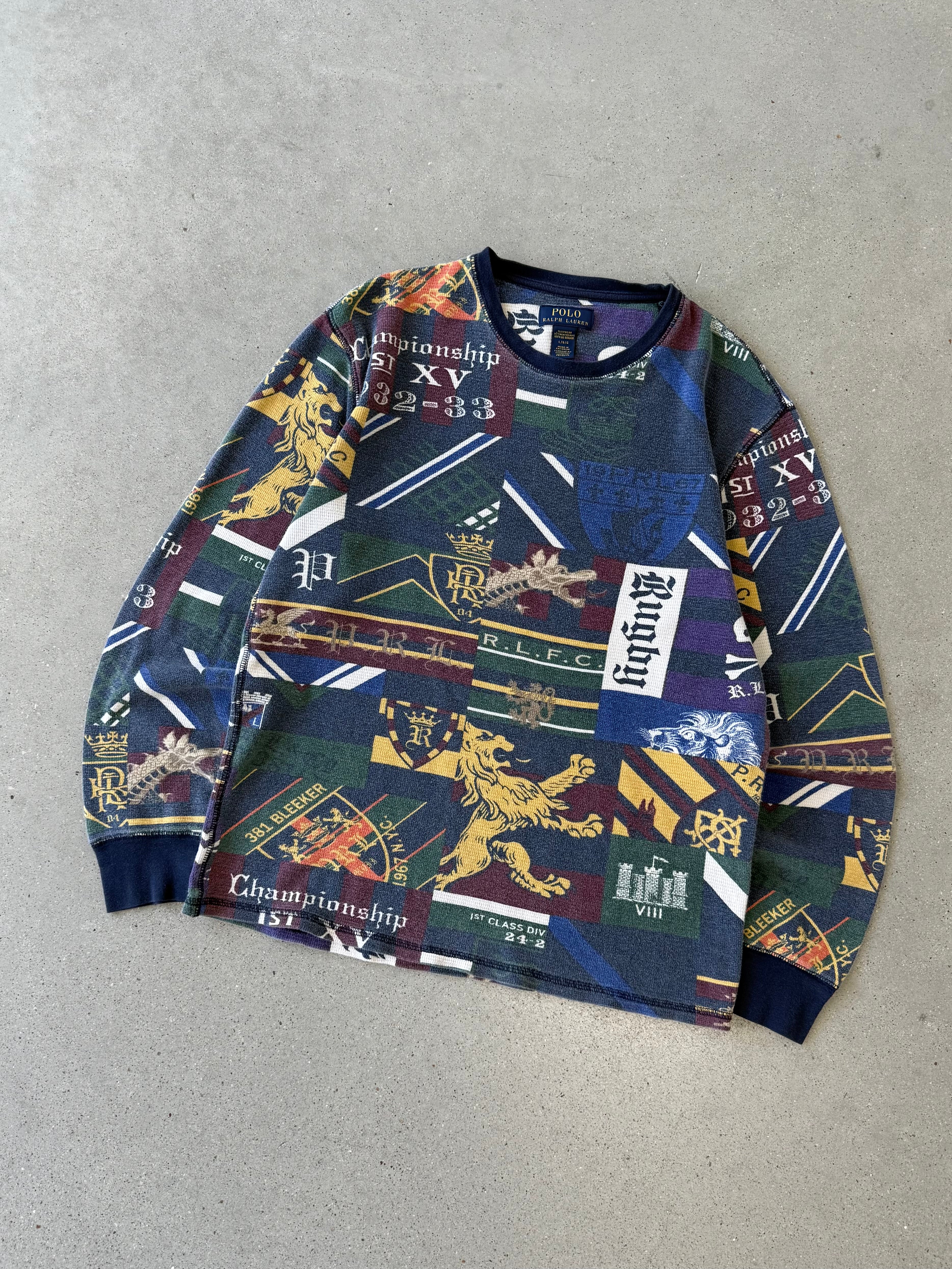 Vintage Polo Ralph Lauren Rugby AOP Long Sleeve - L