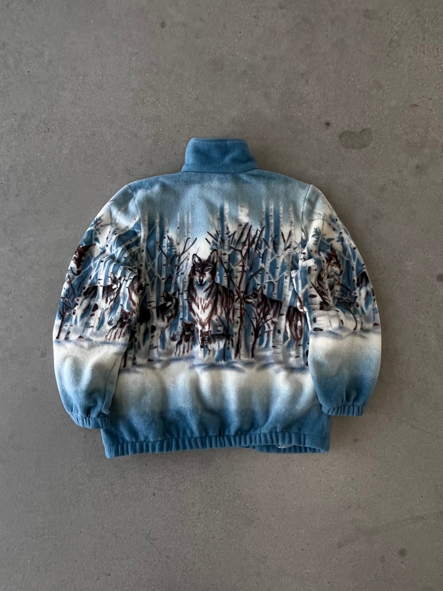 Vintage 90s Winter Wolf AOP Fleece Jacket - M