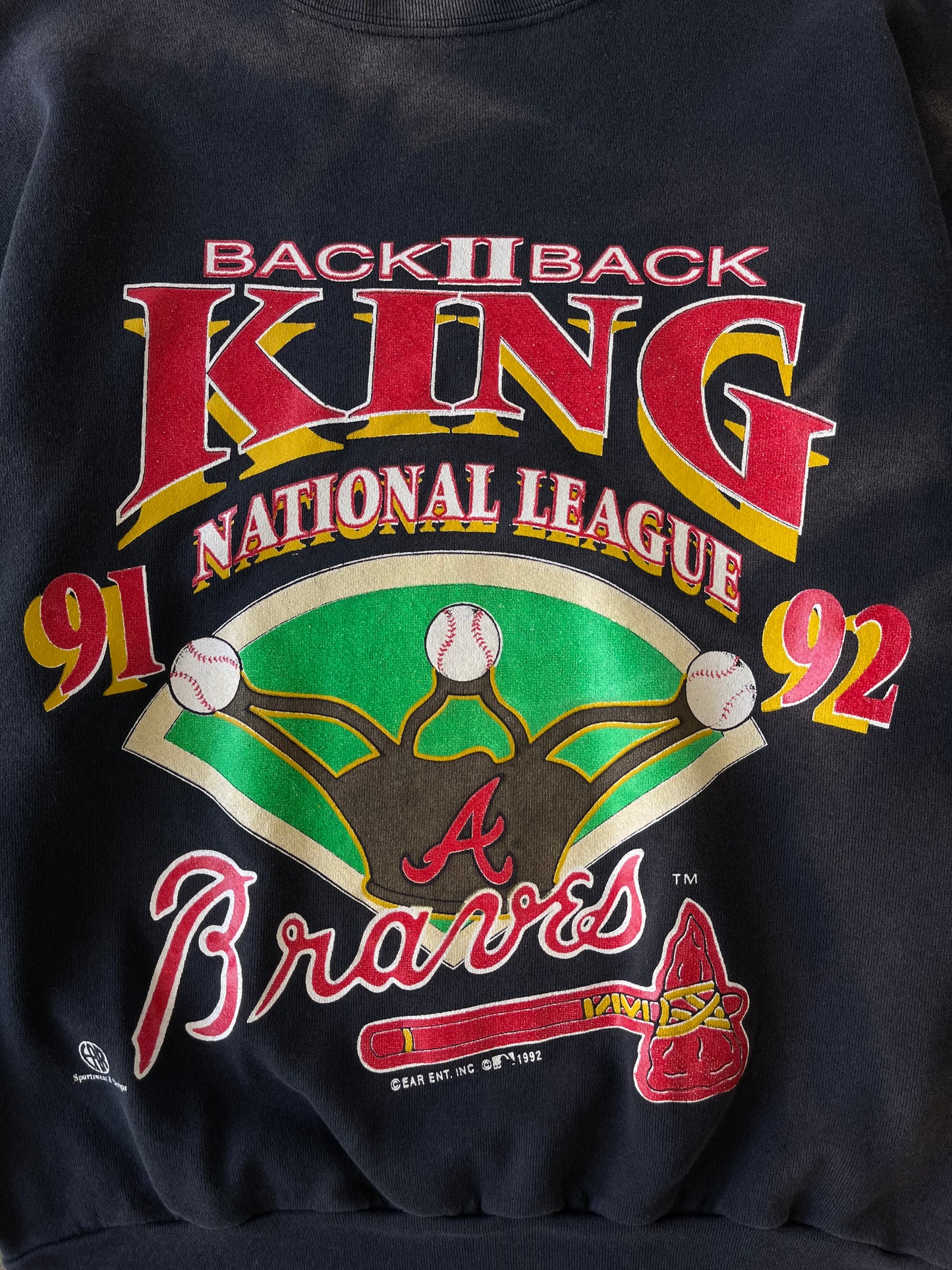 Vintage 1992 Atlanta Braves "Back 2 Back" Crewneck - L