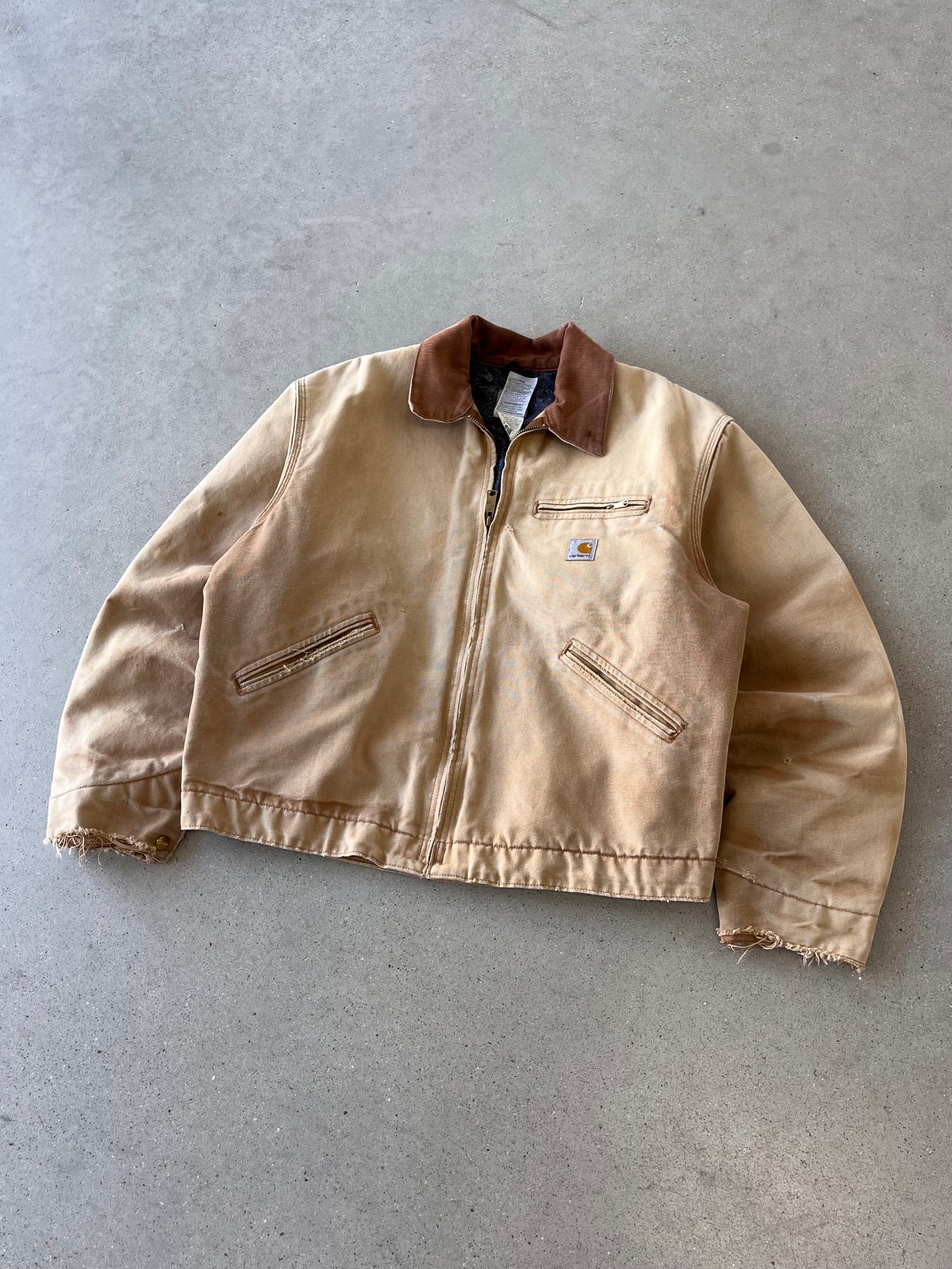 Vintage Carhartt Faded Tan Blanket-lined Detroit Jacket - L