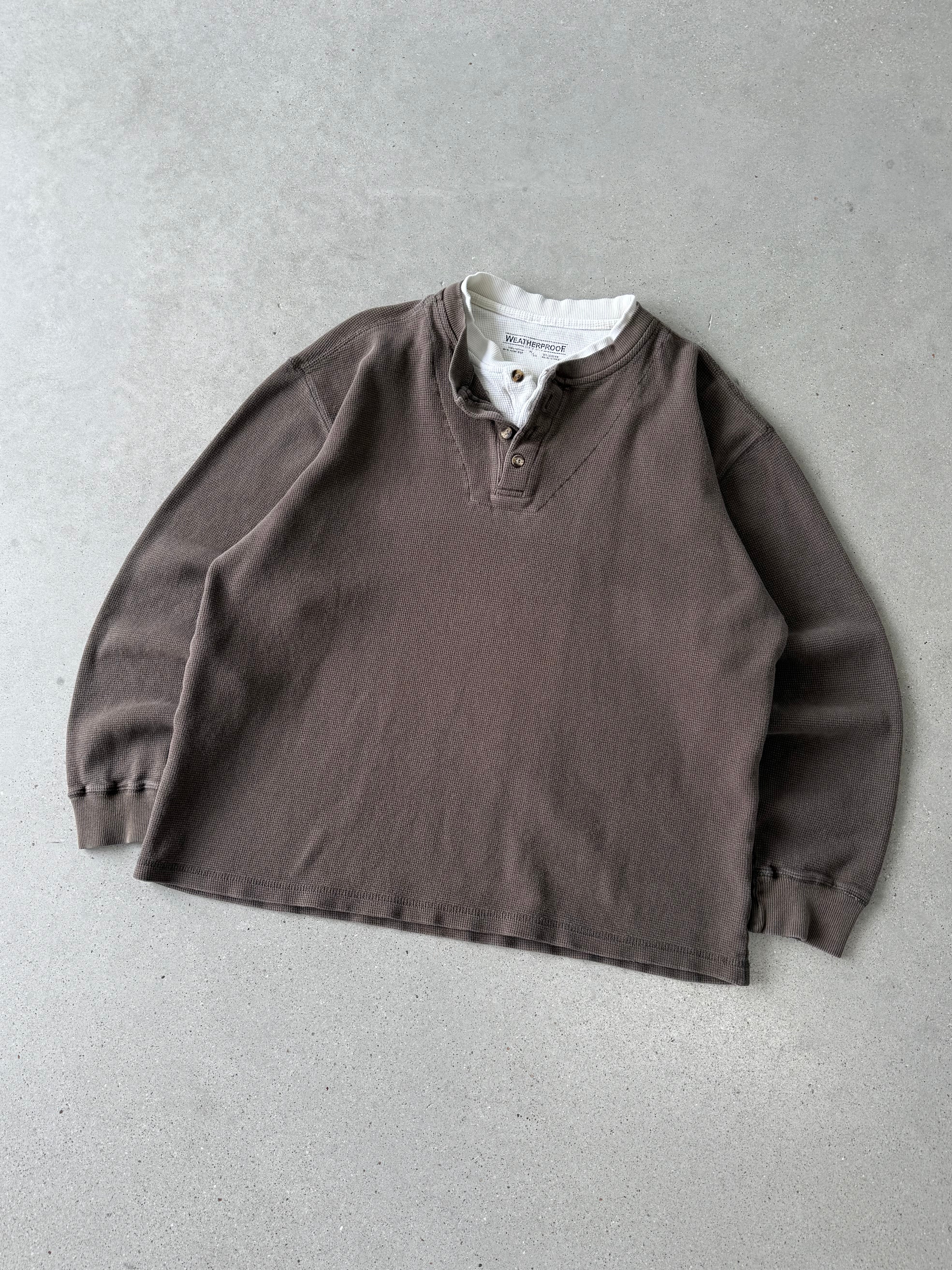 Vintage Weatherproof Brown Layered Long Sleeve - XL