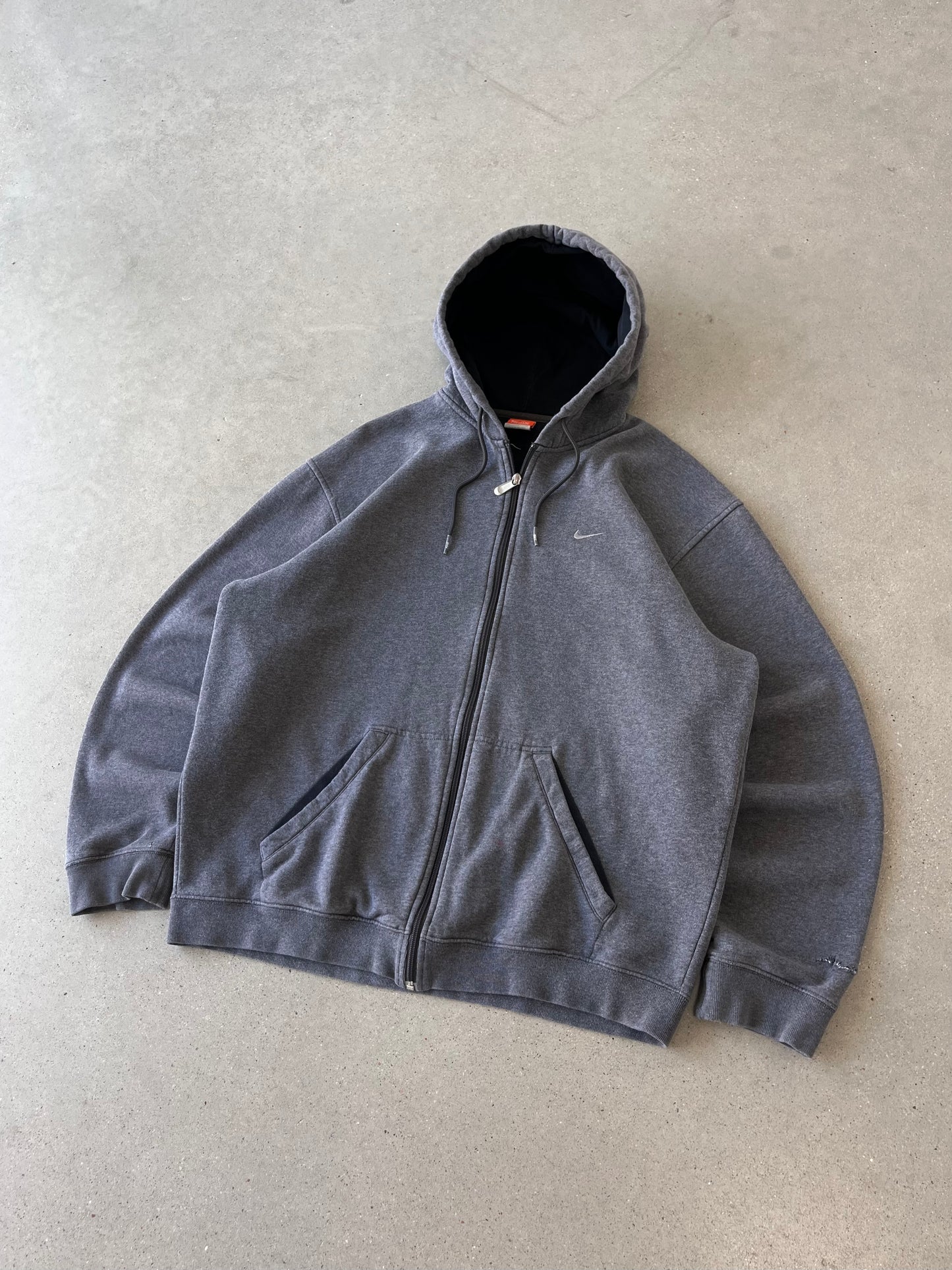 Vintage Nike Mini Swoosh Gray Zip-up Hoodie - XL