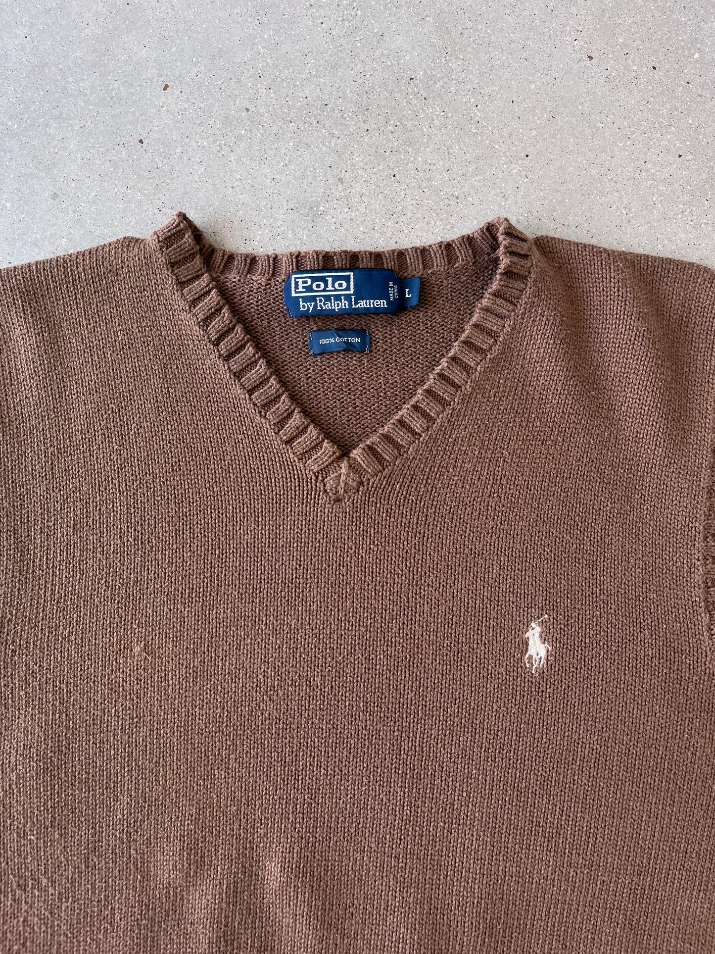 Vintage Brown Polo Ralph Lauren Knitted Vest - L