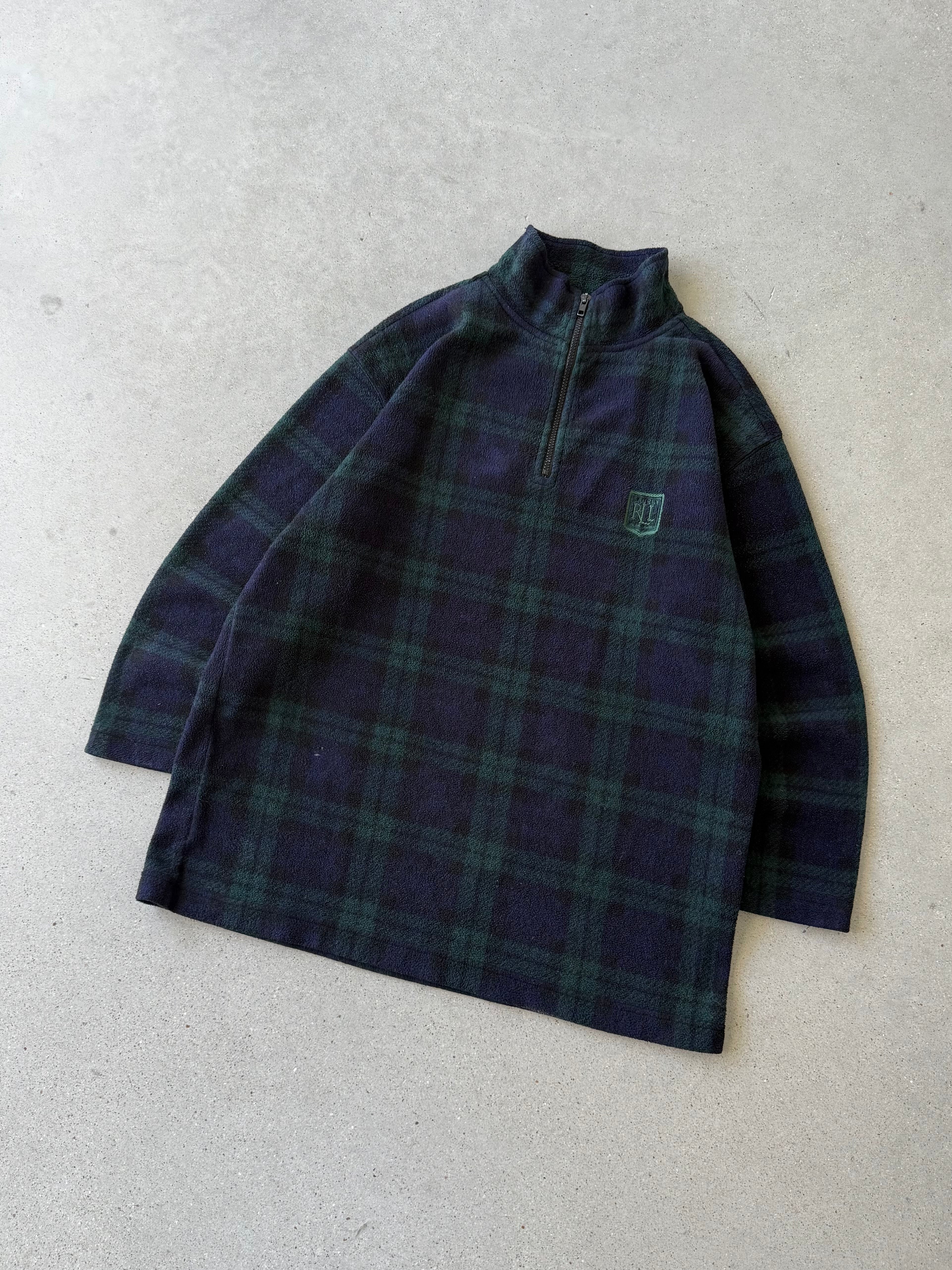 Vintage Lauren Ralph Lauren Plaid Quarter-zip Sweater - M