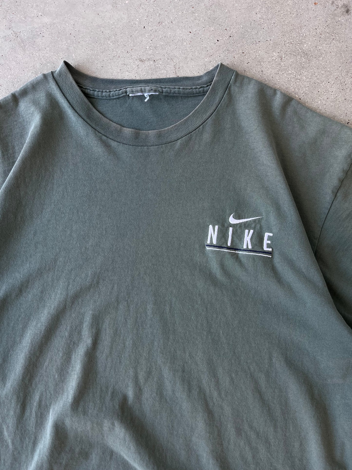 Vintage Nike Spell-out Olive Tee - L