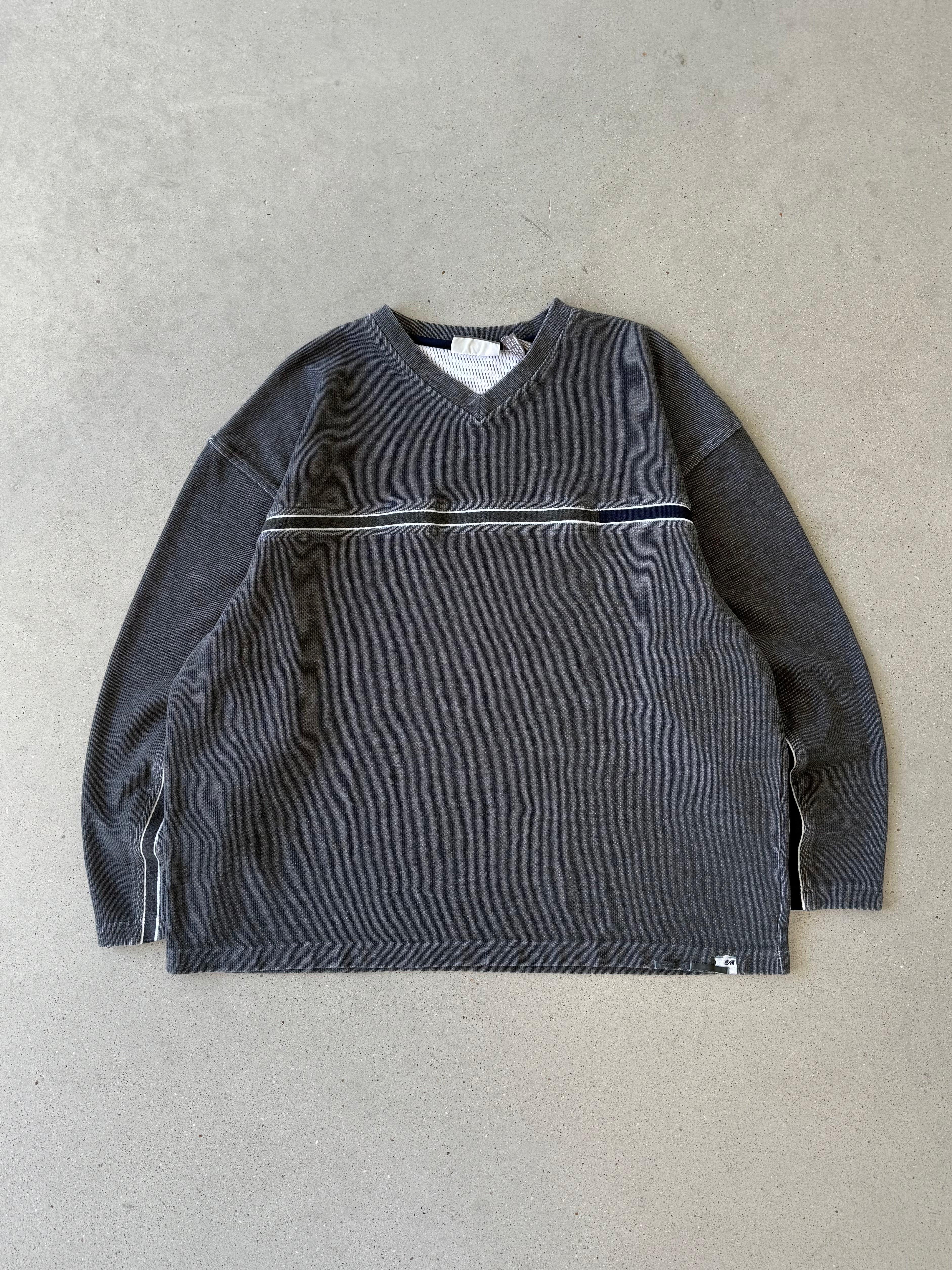Vintage Extreme Gear Gray Striped Sweater - XL