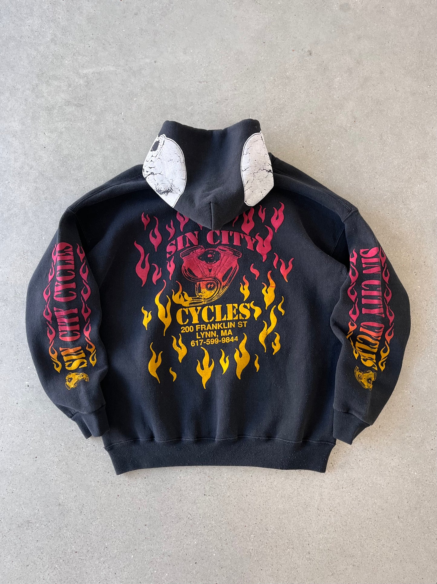 Vintage Y2K Sin City Flamed Hoodie - XL