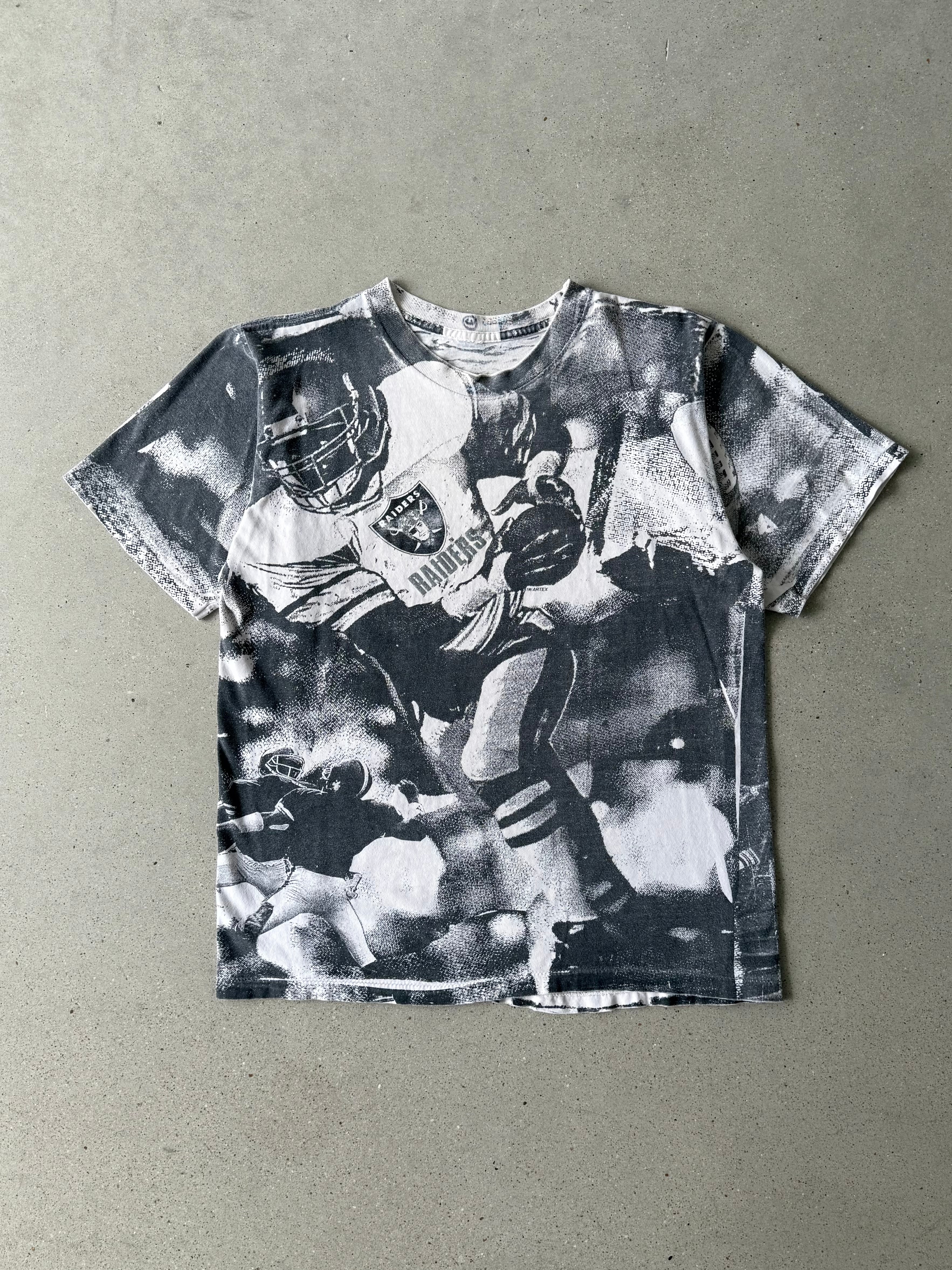 Vintage 1990s Oakland Raiders AOP Tee - L