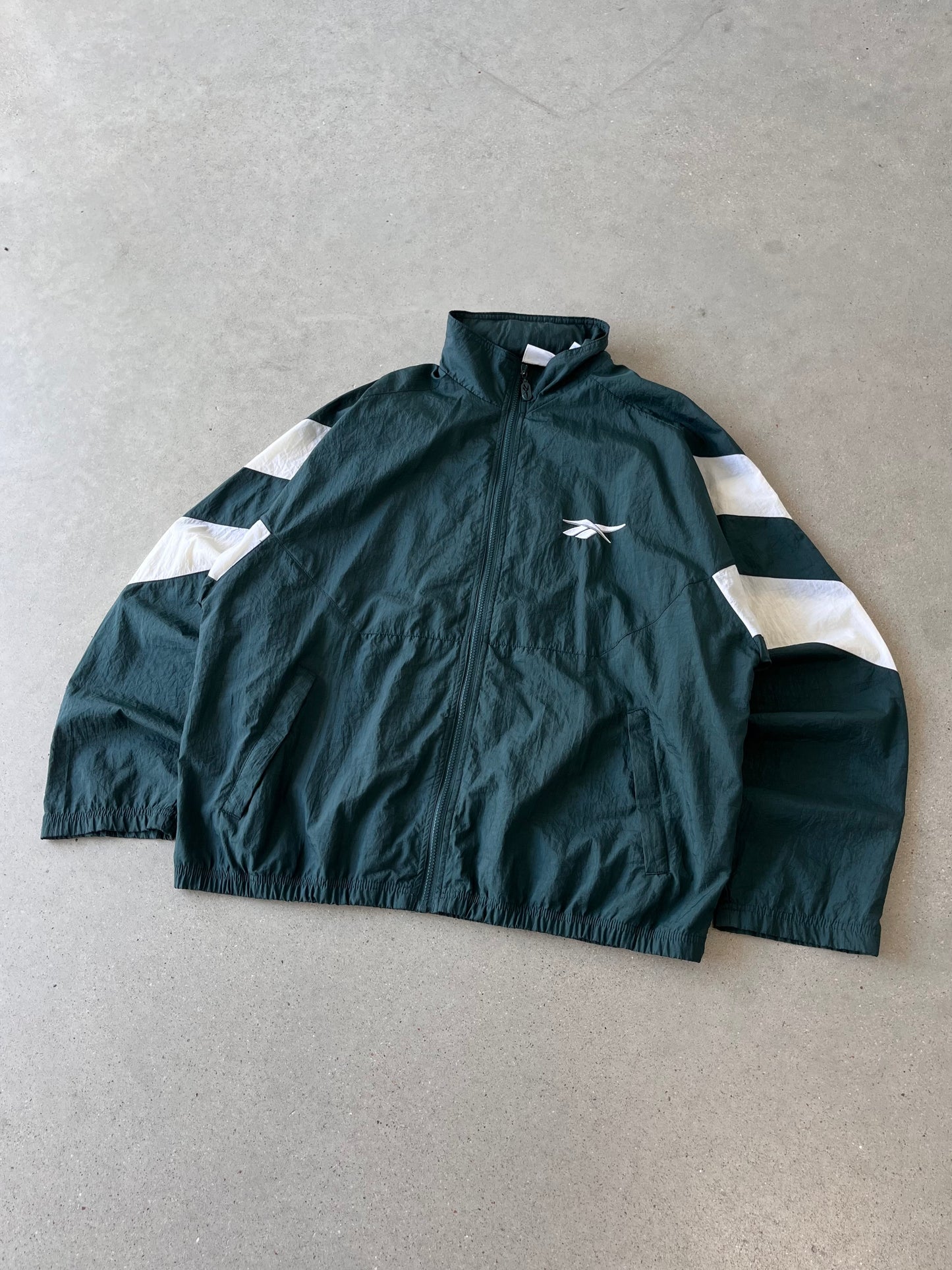 Vintage 90s Reebok Green/white Windbreaker - L