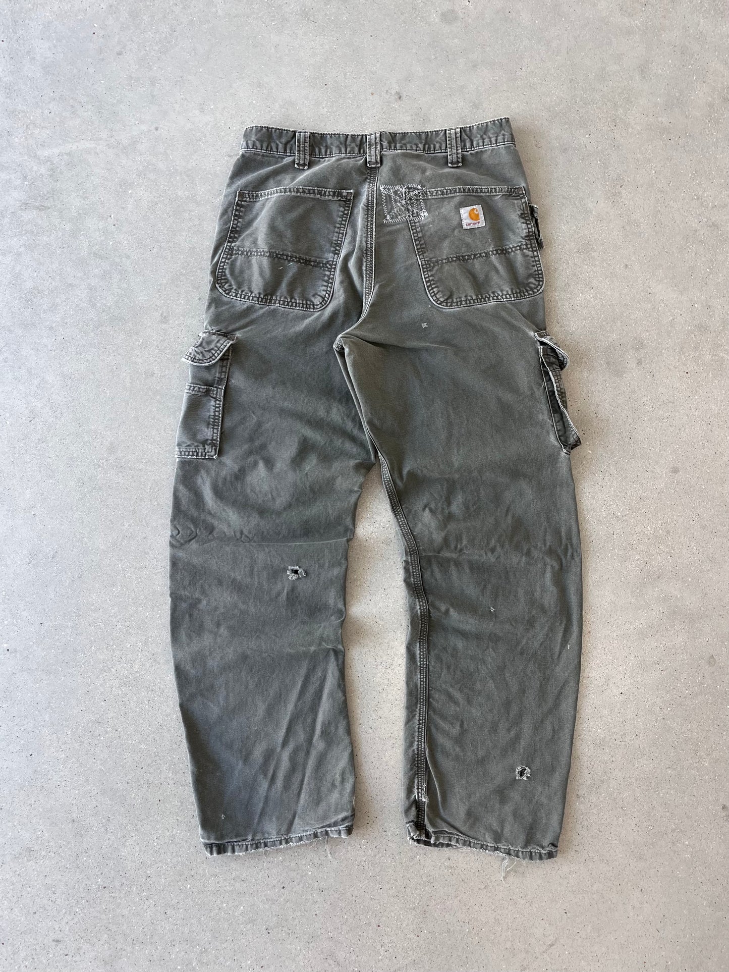 Vintage Carhartt Distressed Olive Cargo Pants - 32x33