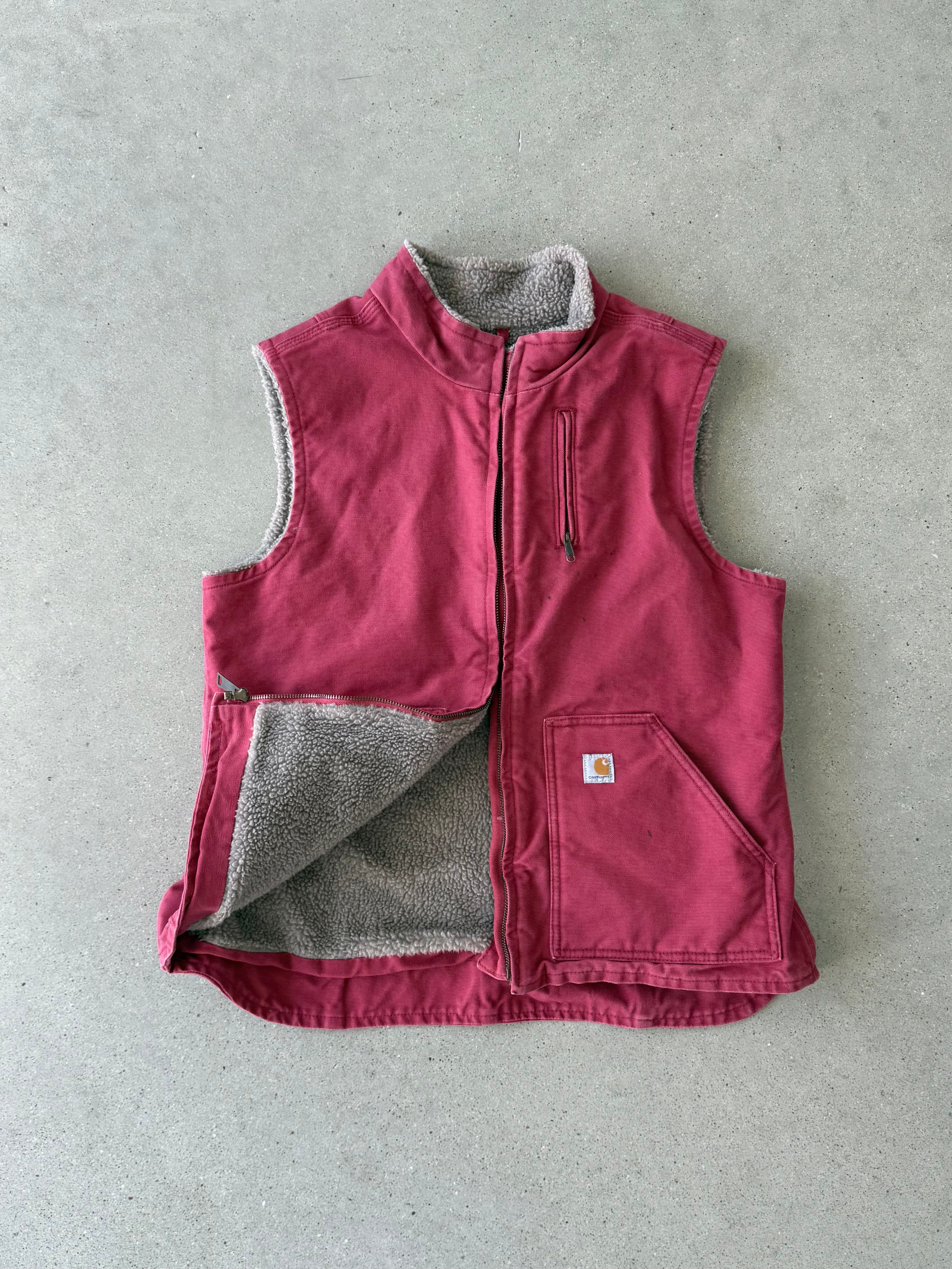 Vintage Carhartt Pink Sherpa-lined Vest - L